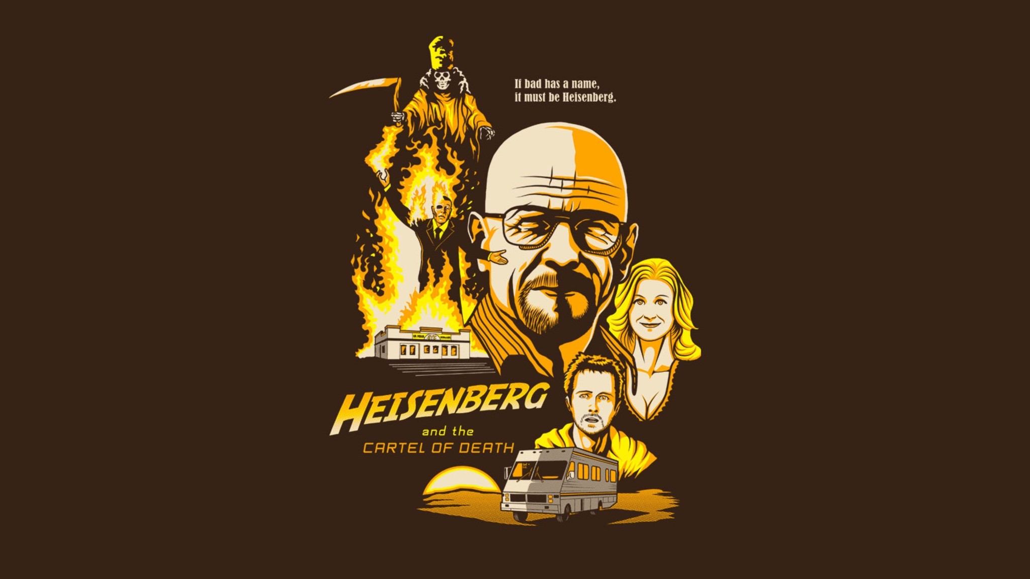 Heisenberg, Walter White, Breaking Bad, Poster retrò, Parodia, Full HD, sfondo desktop