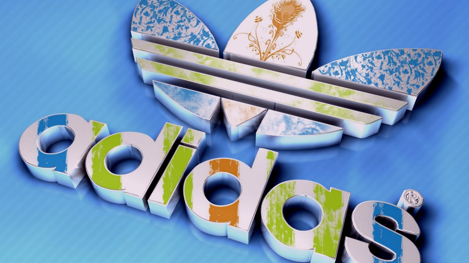 Adidas Originals, Trifoglio, Arte 3D, Azzurro, 1920x1080, sfondo per PC