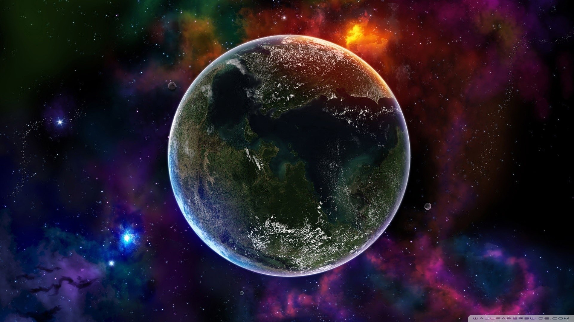 Pianeta, Nebulosa, Spazio, Arte digitale, 16:9 Full HD, sfondo widescreen