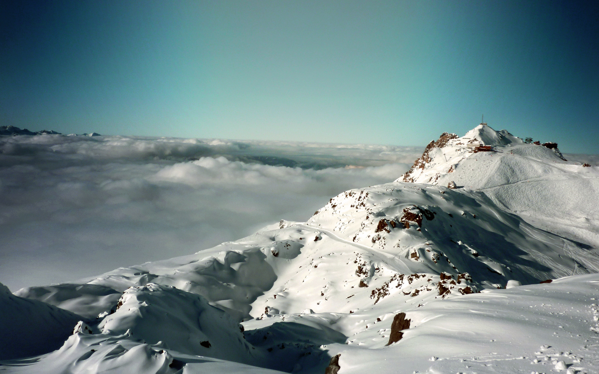 Montagne innevate, Mare di nuvole, Cielo, 1920x1200, sfondo MacBook Pro