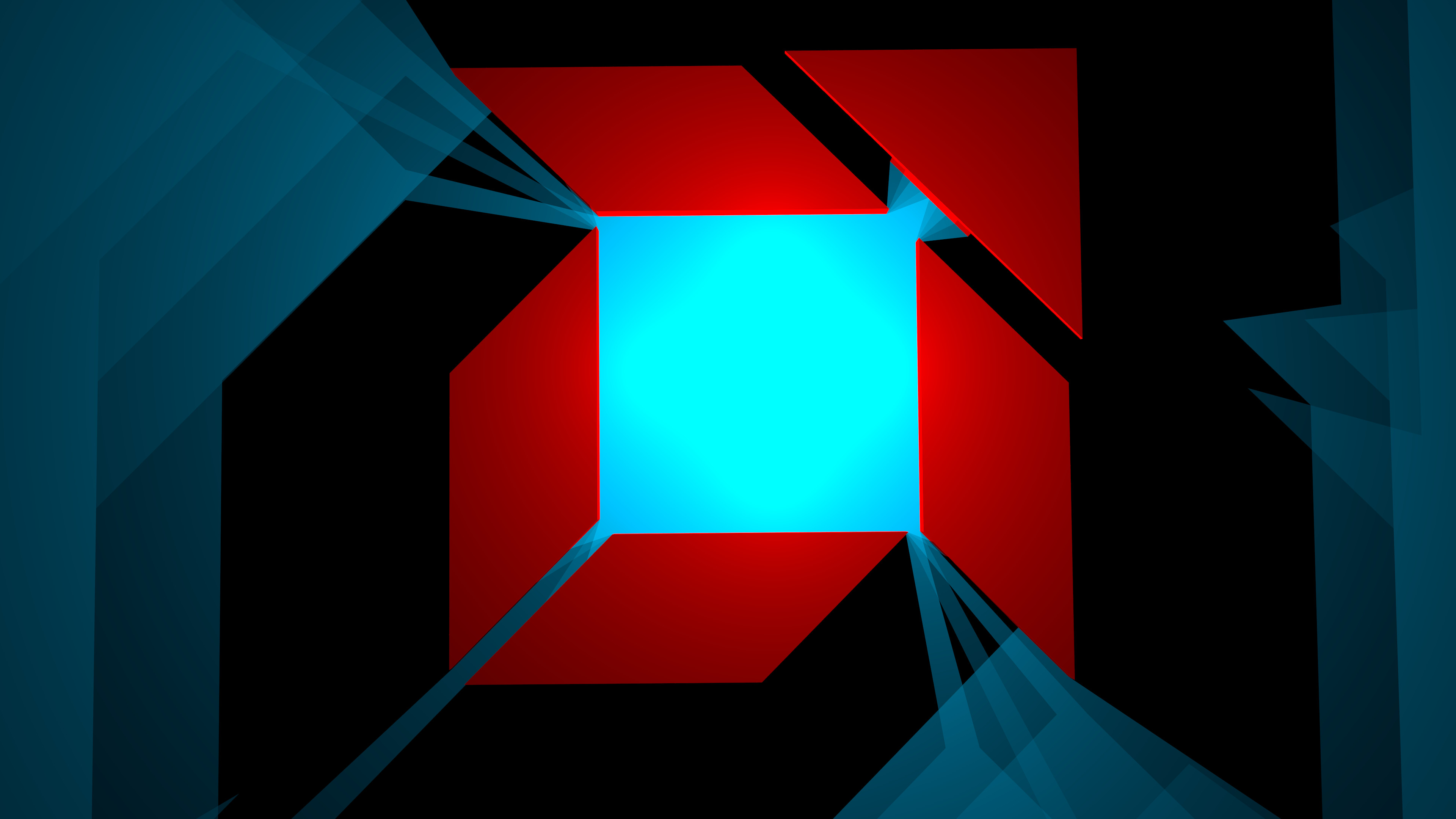 AMD, Logo, Rosso, Ciano, 4K 2160p, sfondo desktop