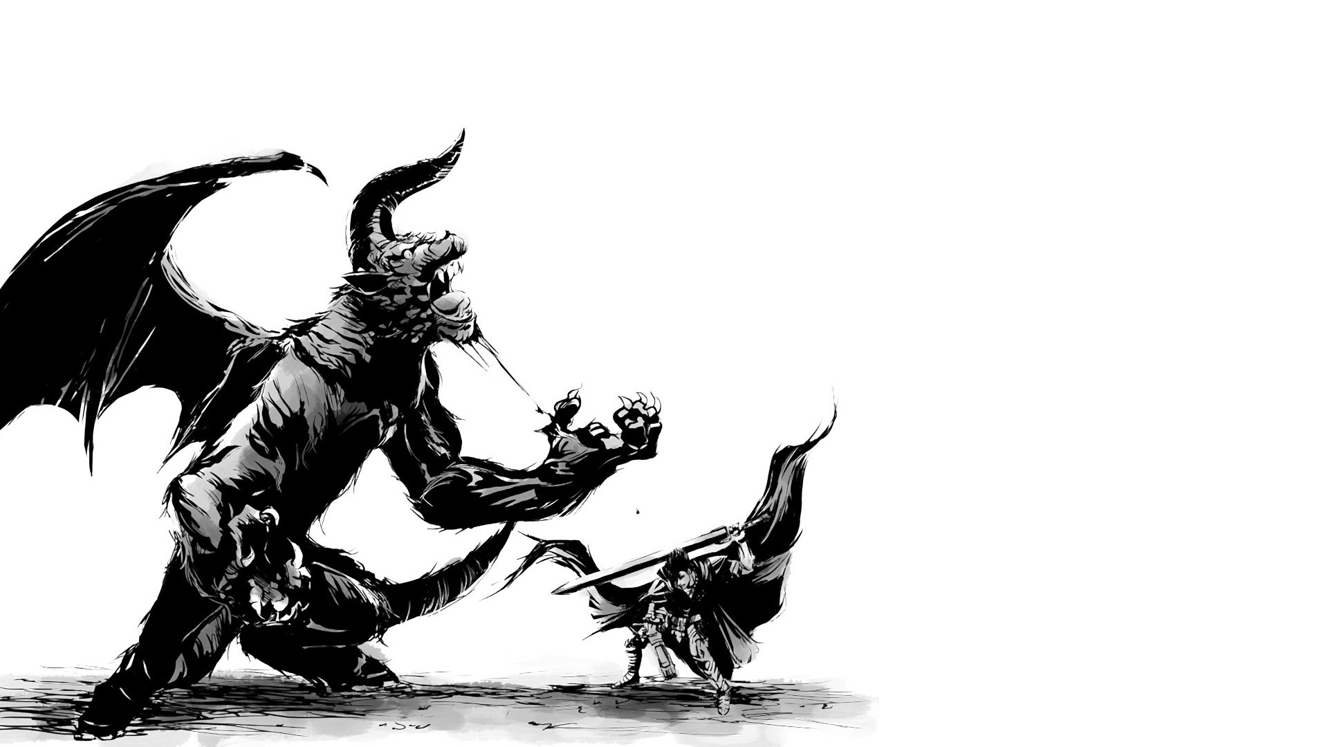 Gatsu, Zodd, Berserk, Manga, Combattimento, Bianco e nero, 1920x1080, sfondo per PC