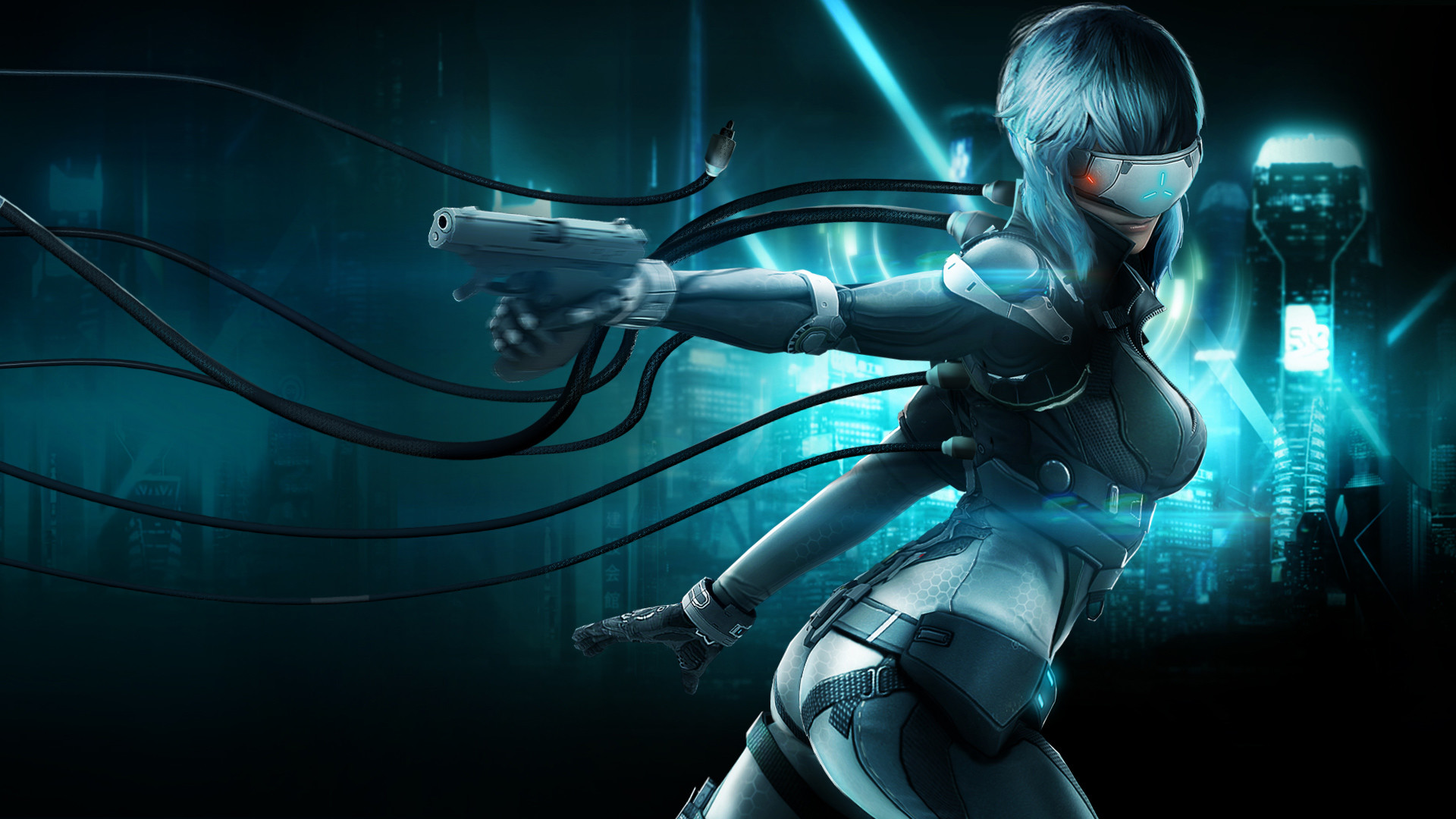 Motoko Kusanagi, Ghost in the Shell, Pistola, Cyberpunk, Full HD, wallpaper per computer