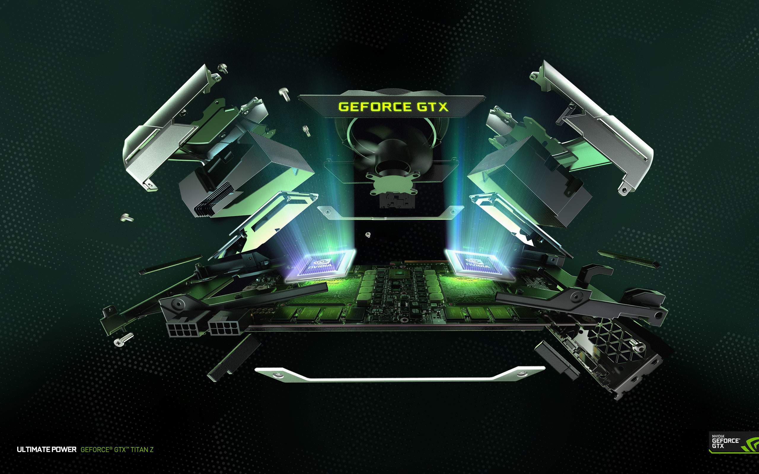 Nvidia GeForce GTX, Scheda grafica, Esploso, Rendering 3D, 2560x1600, immagine di sfondo