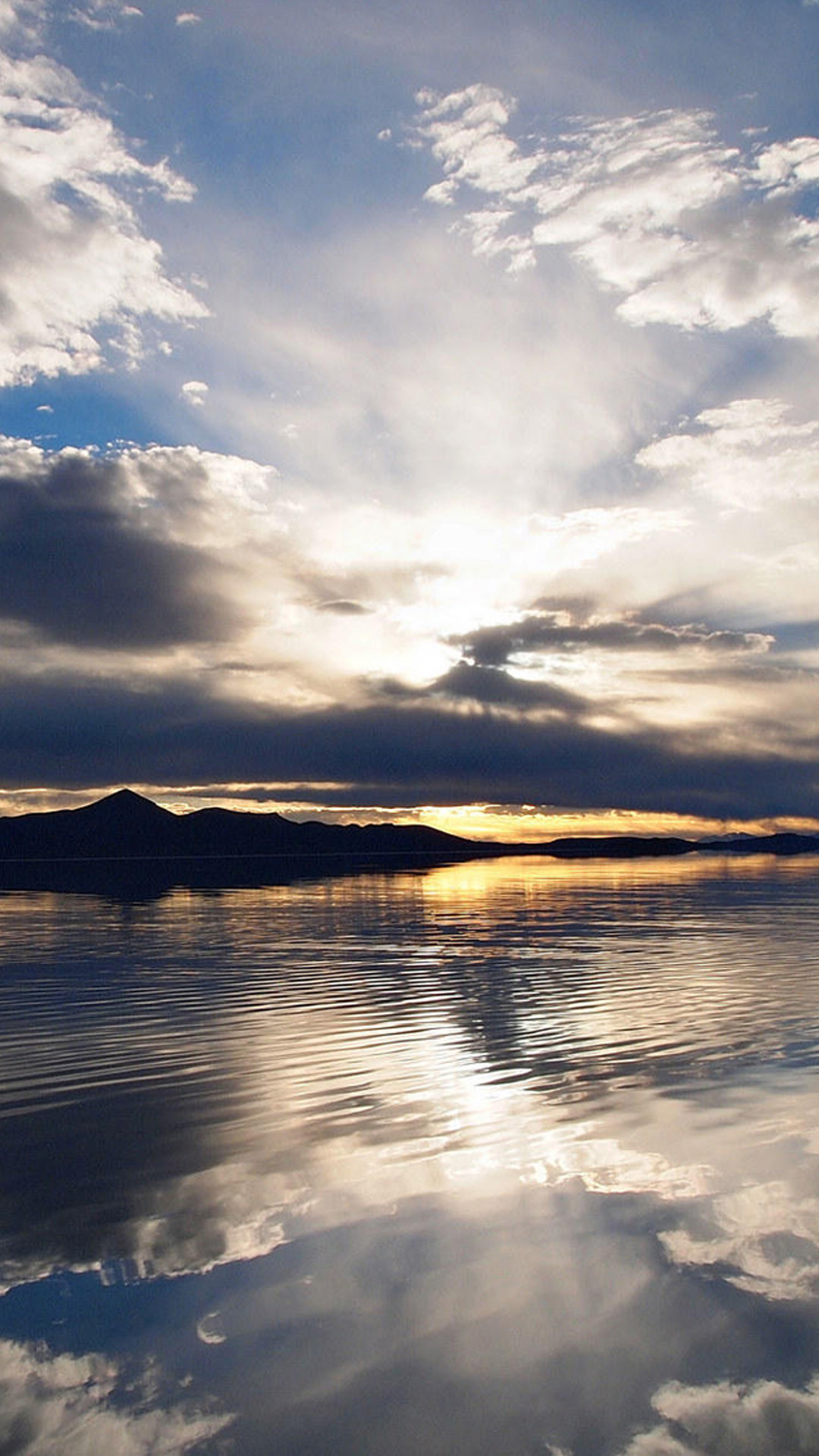 Lago, Nuvole, Riflesso, Alba, sfondo per iPhone e Android