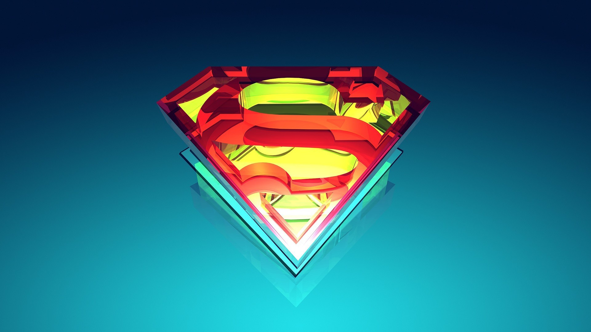 Logo di Superman, Superman, DC Comics, Sfondo turchese, Full HD, wallpaper desktop