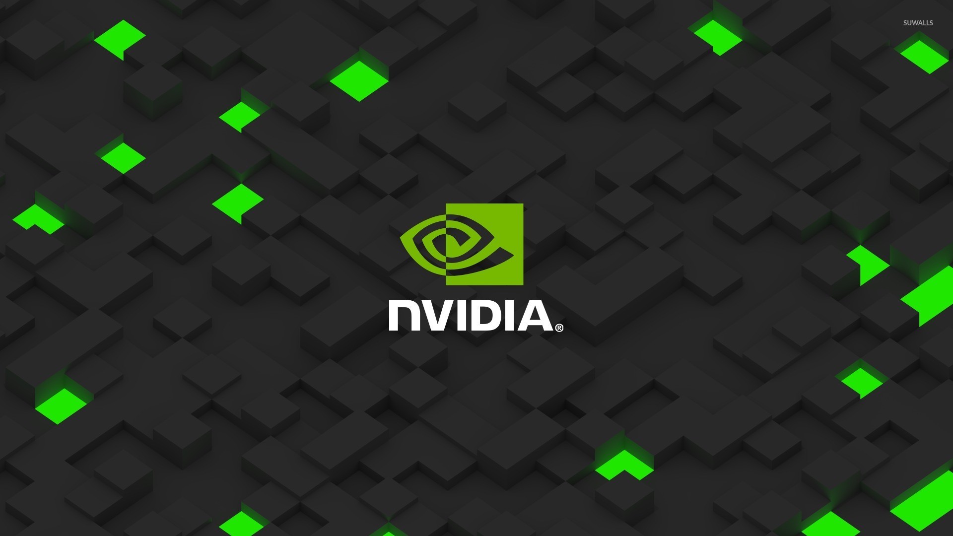 Nvidia, Logo, Cubi, Verde, Full HD, sfondo desktop