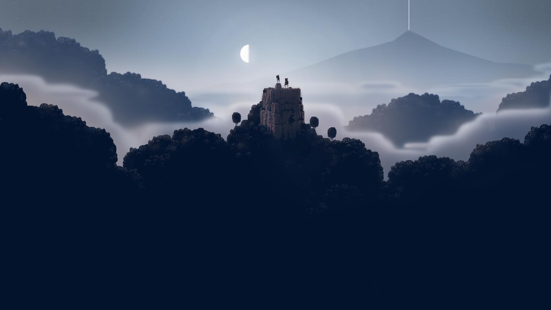 Google Pixel, Paesaggio, Nebbia, Luna, Notte, Full HD, sfondo desktop