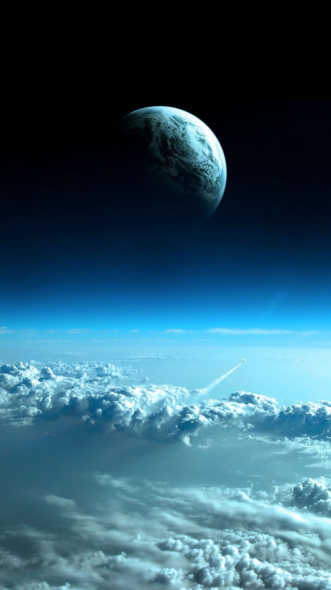 Pianeta, Nuvole, Spazio, Blu, 1080x1920, schermata di blocco iPhone