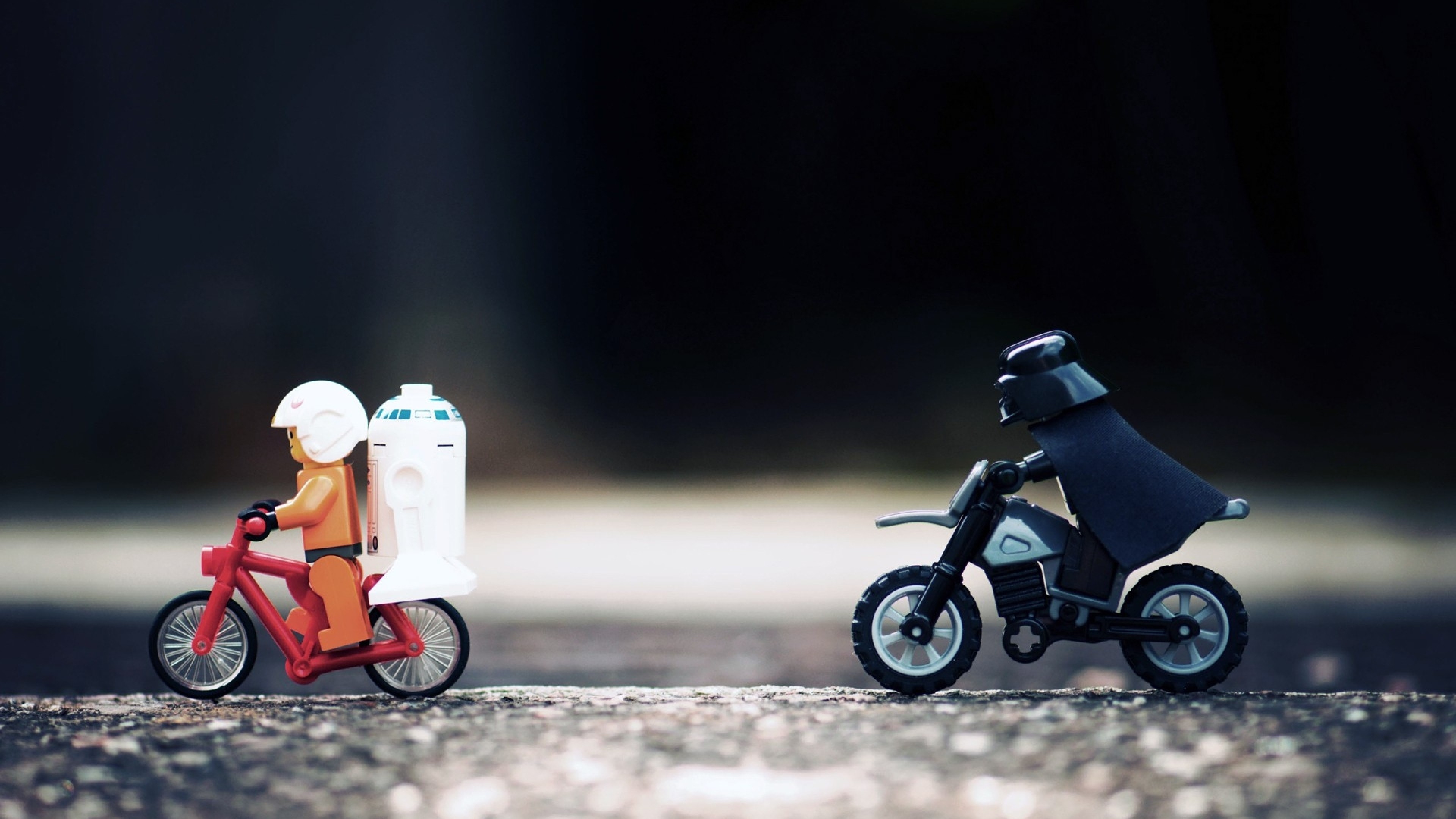 LEGO Star Wars, Darth Vader, R2-D2, Bicicletta, Moto, 4K, sfondo per PC e portatile