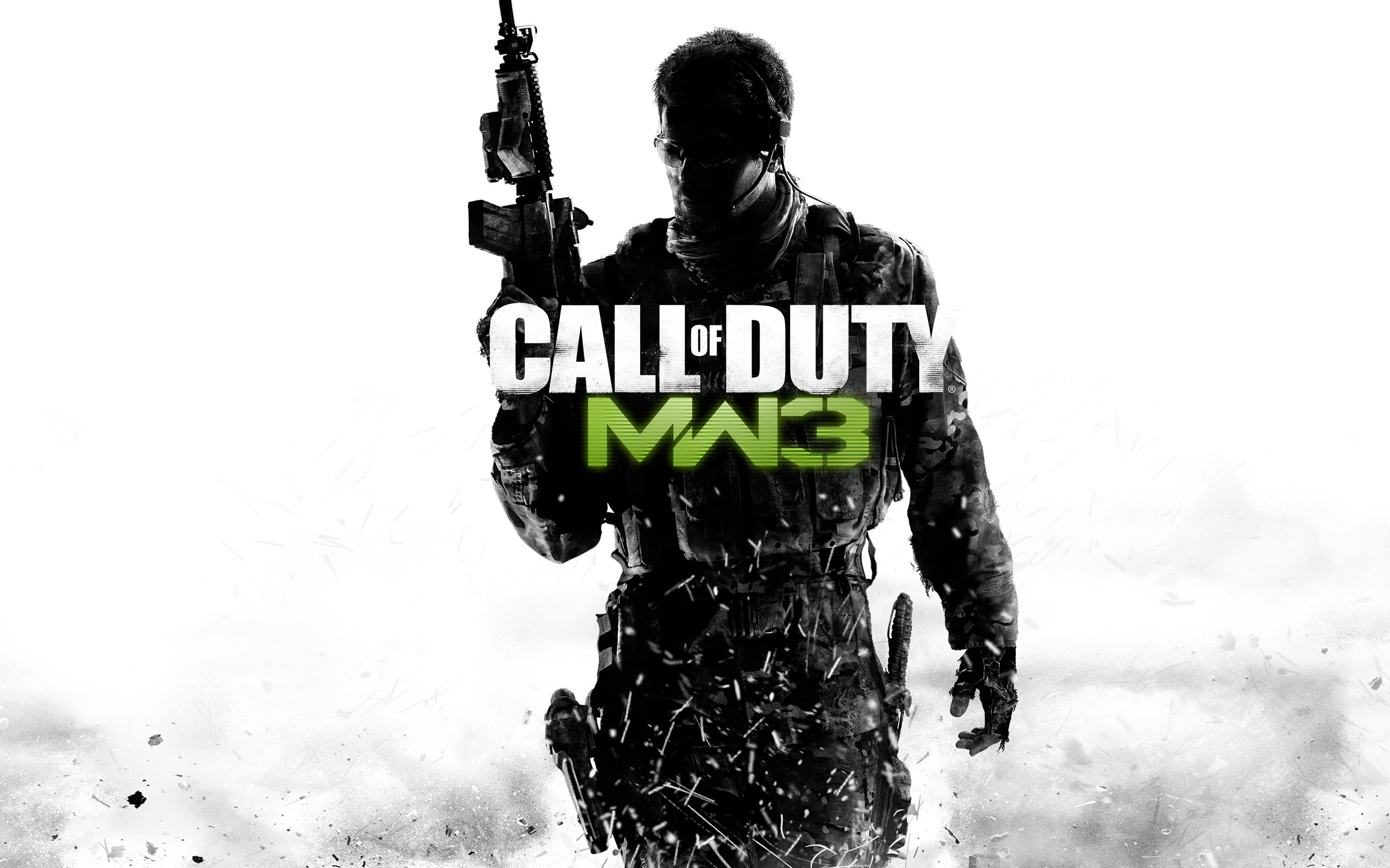 Call of Duty: Modern Warfare 3, Logo, Soldato, Sfondo bianco, 2K, wallpaper per computer
