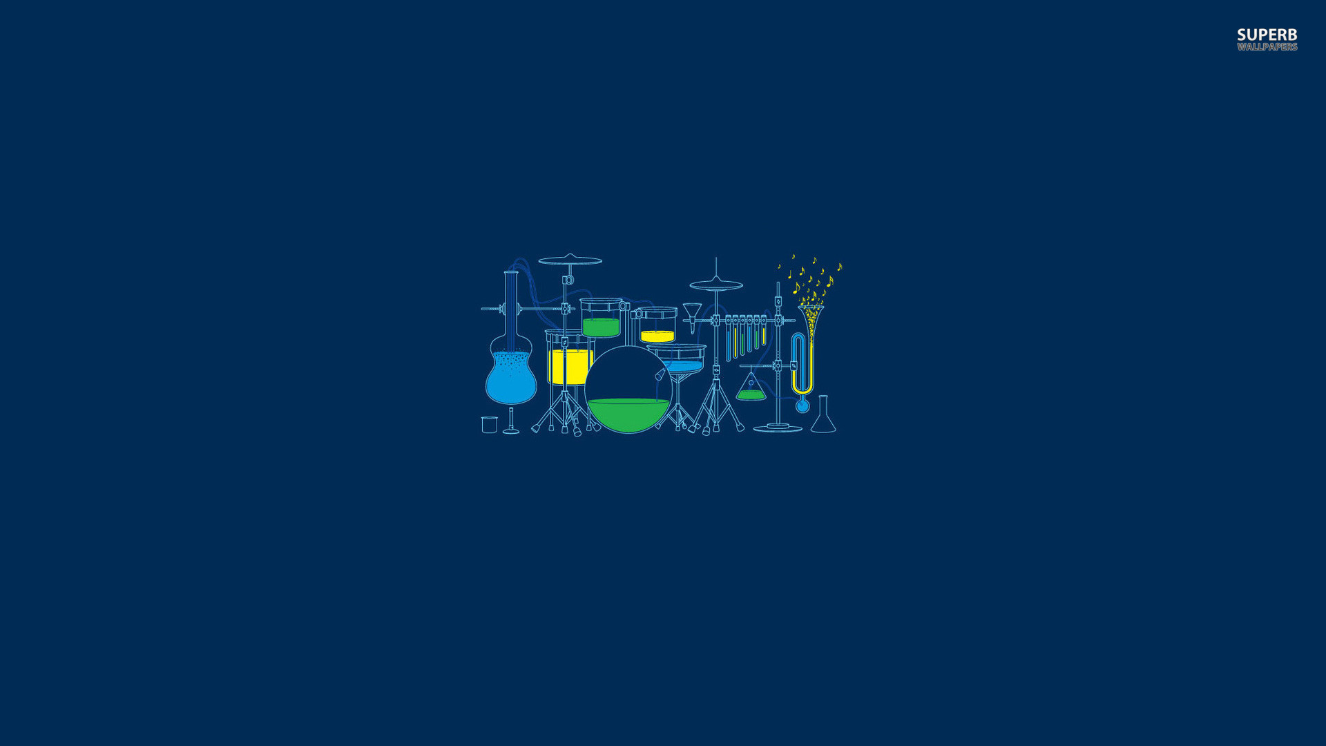 Batteria, Vetreria da laboratorio, Minimalista, Sfondo blu, Full HD, wallpaper per PC