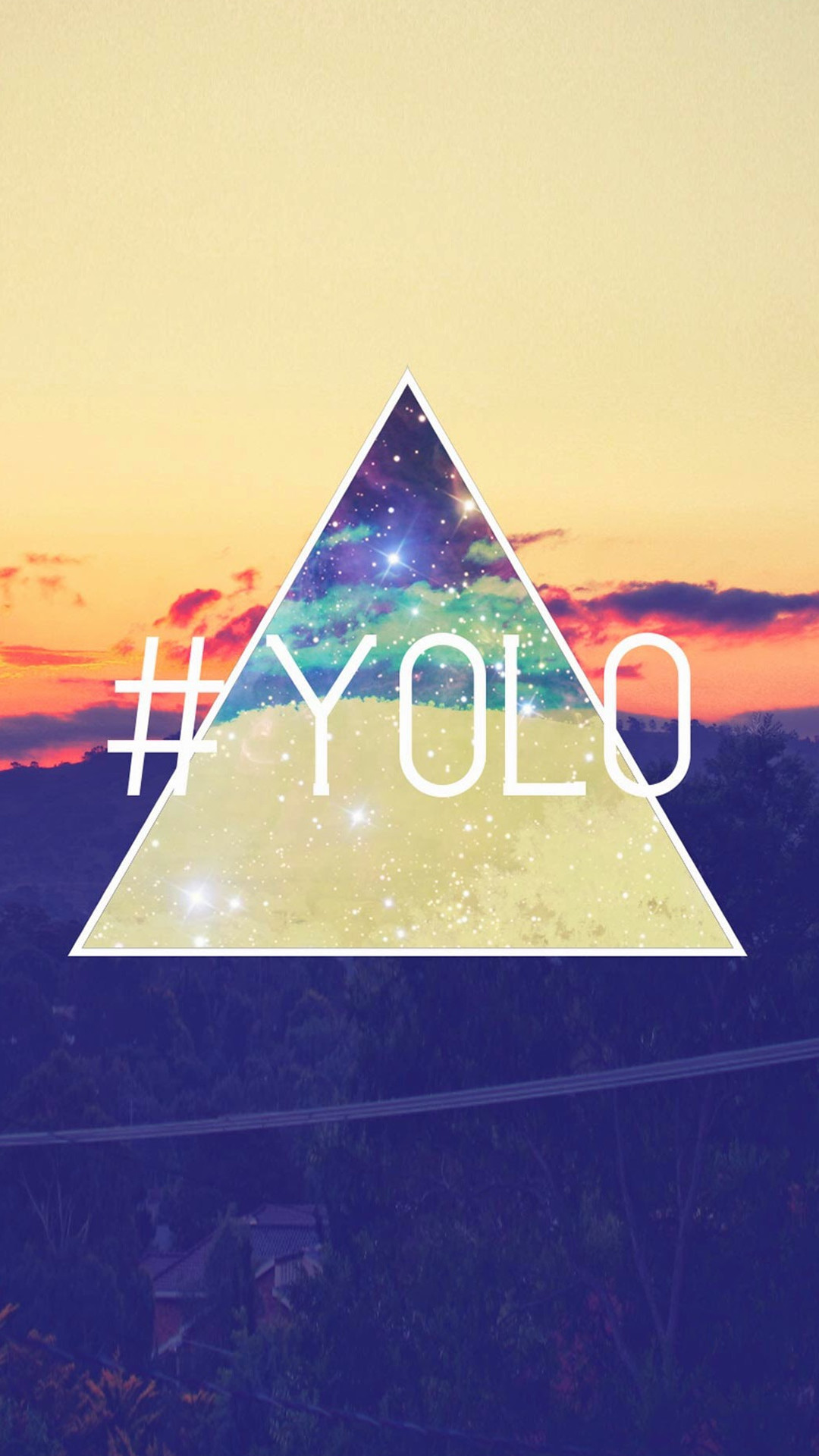 YOLO, Triangolo, Hipster, Tramonto, sfondo iPhone