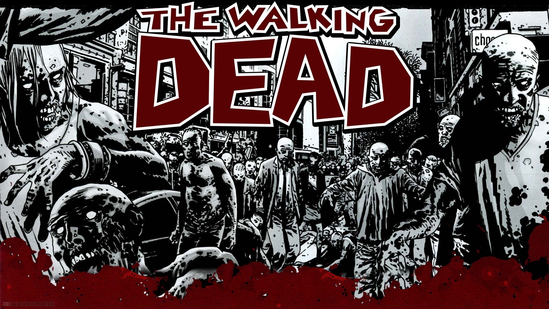 The Walking Dead, Fumetto, Zombie, Logo, Bianco e nero, Full HD, sfondo per PC e portatile