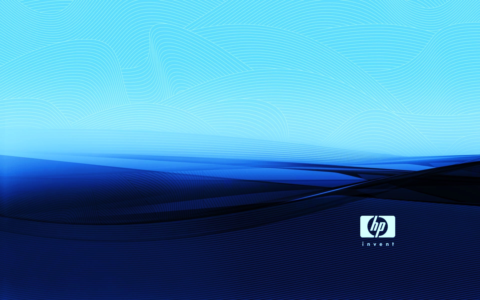 Logo HP, HP Invent, Onde astratte, Blu, Minimalismo, Full HD, sfondo per PC