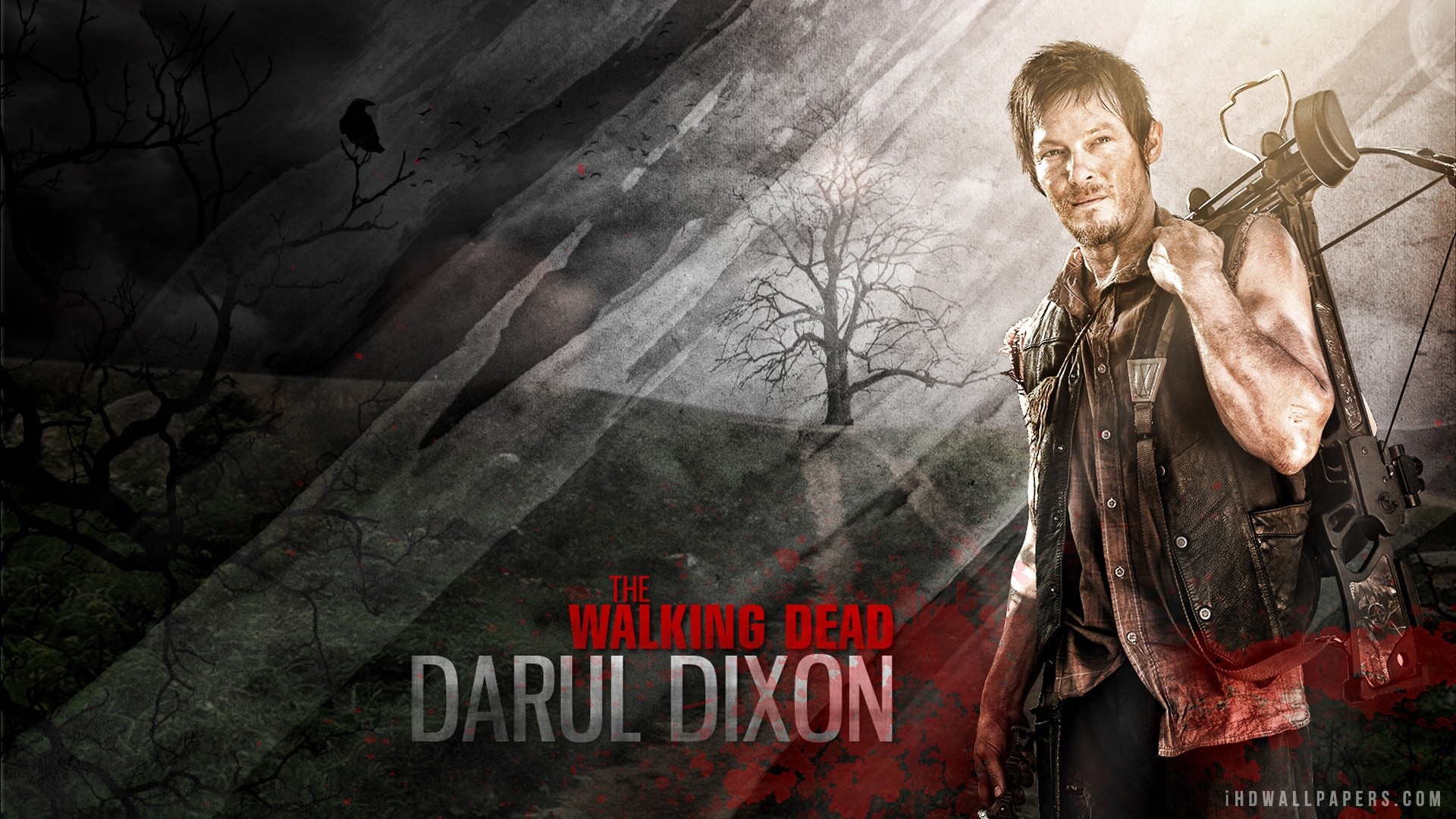 The Walking Dead, Daryl Dixon, Norman Reedus, Balestra, Albero, Full HD, sfondo Windows 11