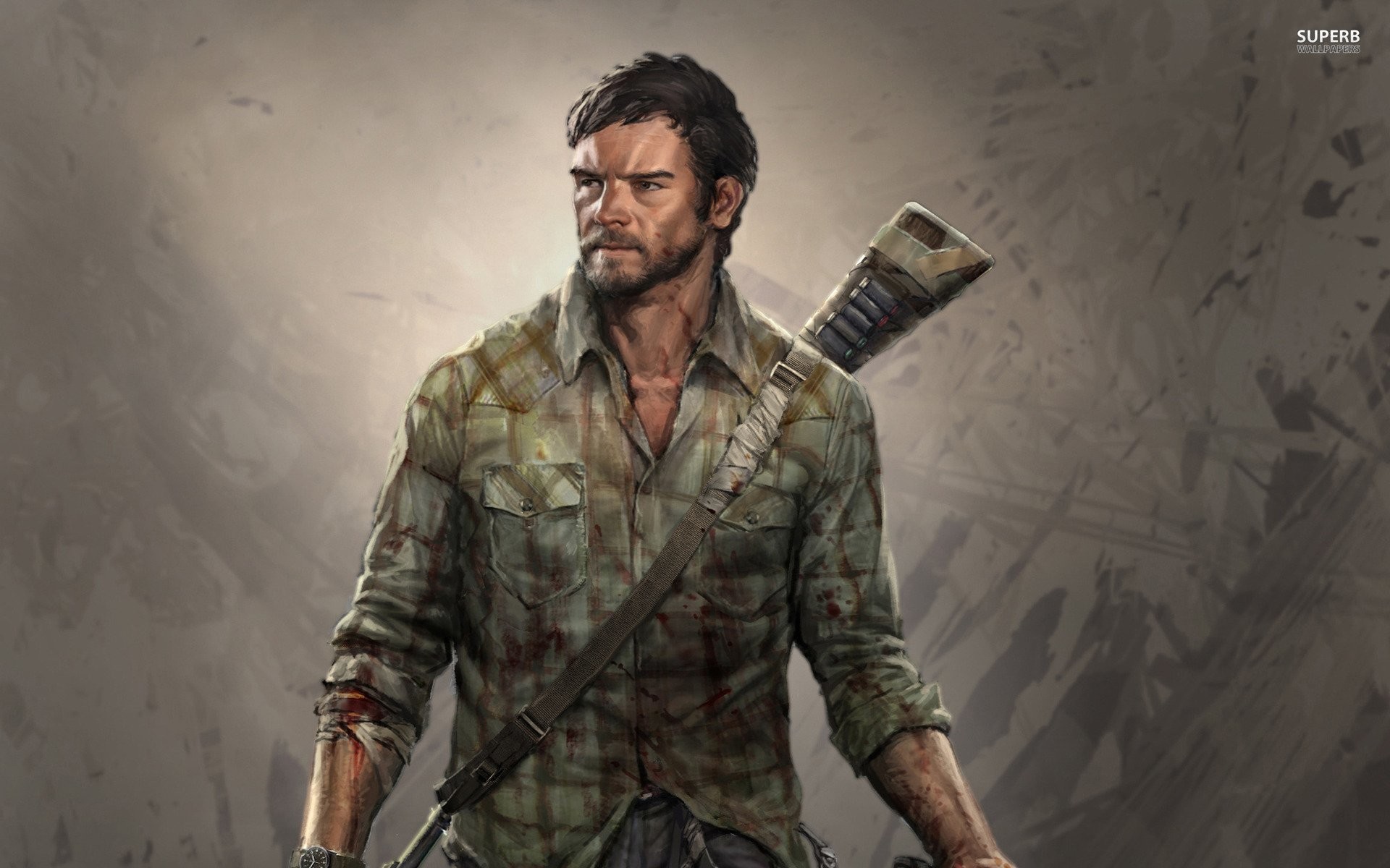 The Last of Us, Joel, Fucile, Illustrazione, 16:10 Full HD, sfondo widescreen