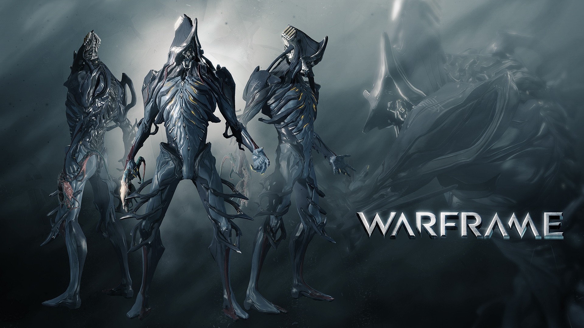 Warframe, Logo Warframe, Gruppo di Warframe, Grigio, Full HD, sfondo per portatile