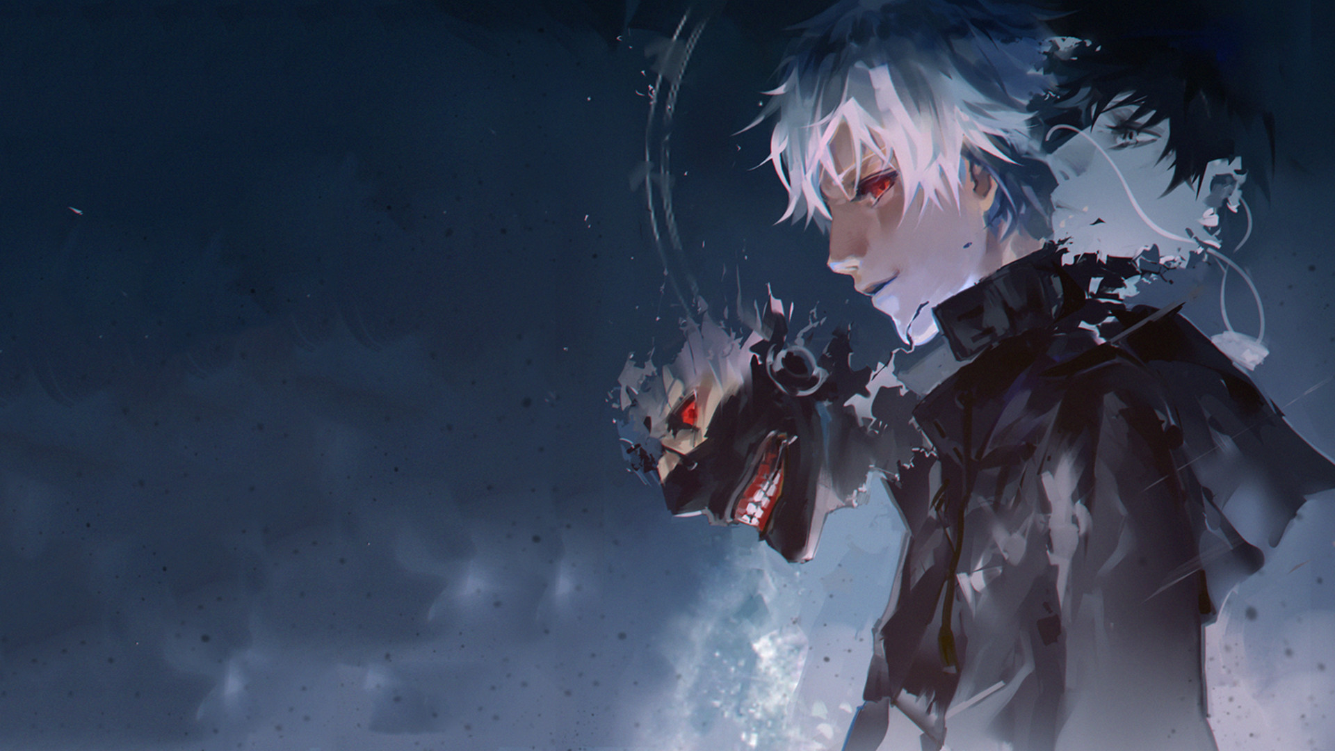 Ken Kaneki, Tokyo Ghoul, Maschera, Notte, 16:9 Full HD, sfondo widescreen