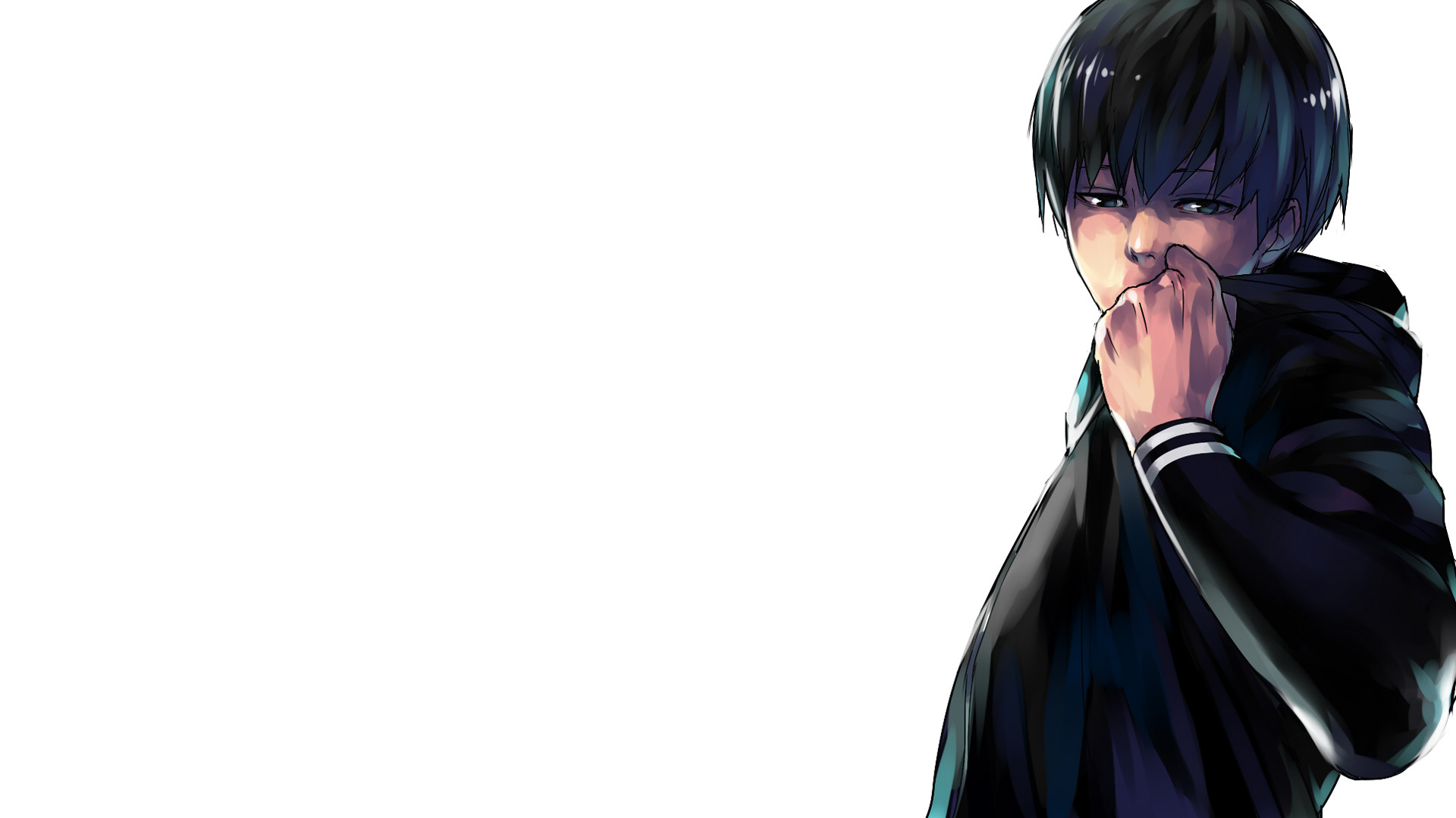 Ken Kaneki, Tokyo Ghoul, Felpa con cappuccio, Sfondo bianco, 1920x1080, wallpaper desktop