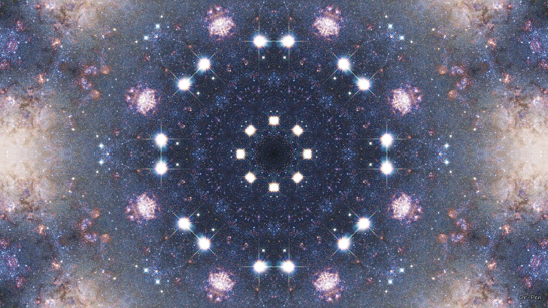 Caleidoscopio, Mandala, Spazio, Stelle, Full HD, sfondo per PC