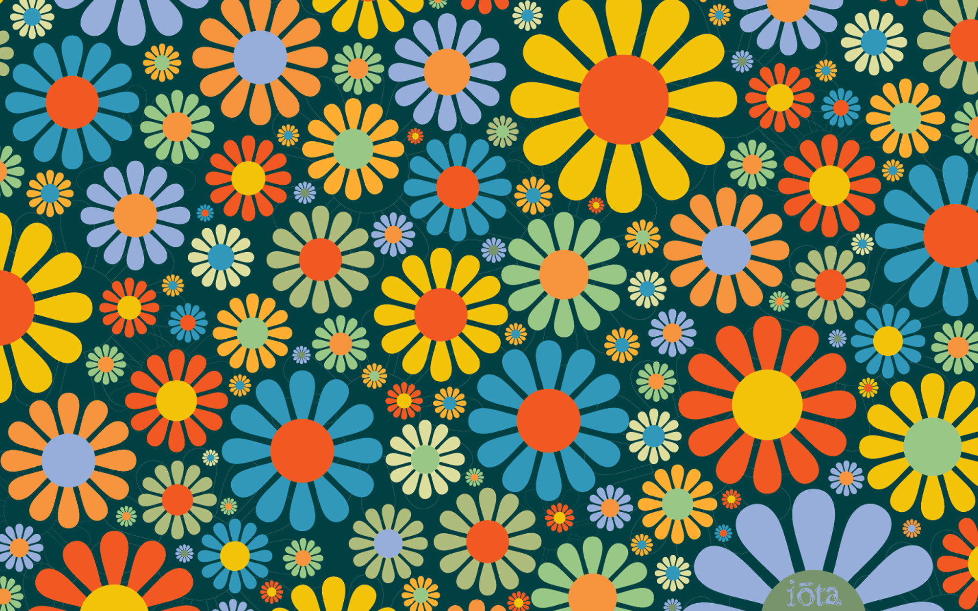 Fiori colorati, Flower power, Motivo, Anni '70, 2000x1250, sfondo MacBook Pro