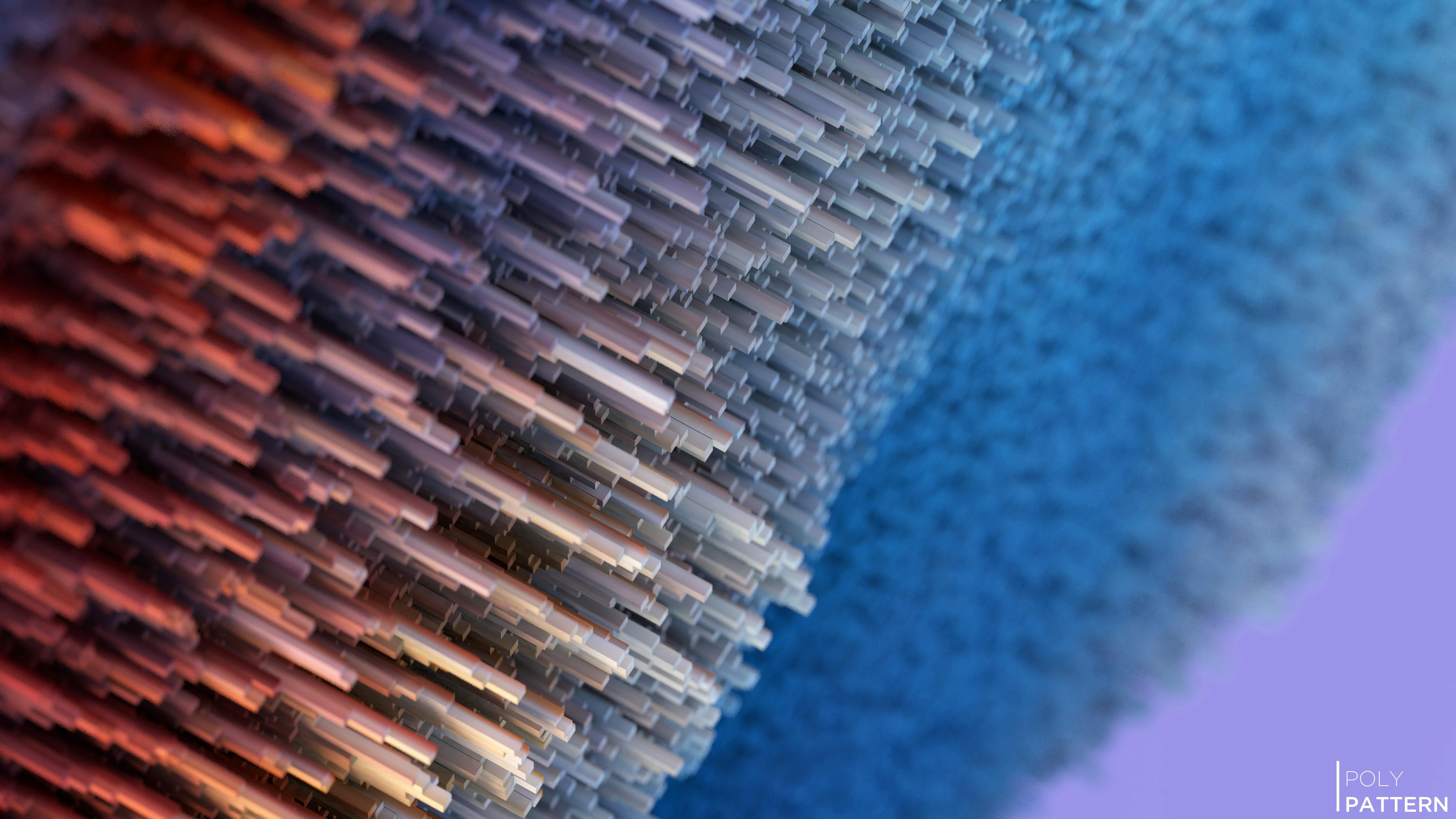 Astratto, Rendering 3D, Barre, Rosso e blu, 4K, sfondo per PC