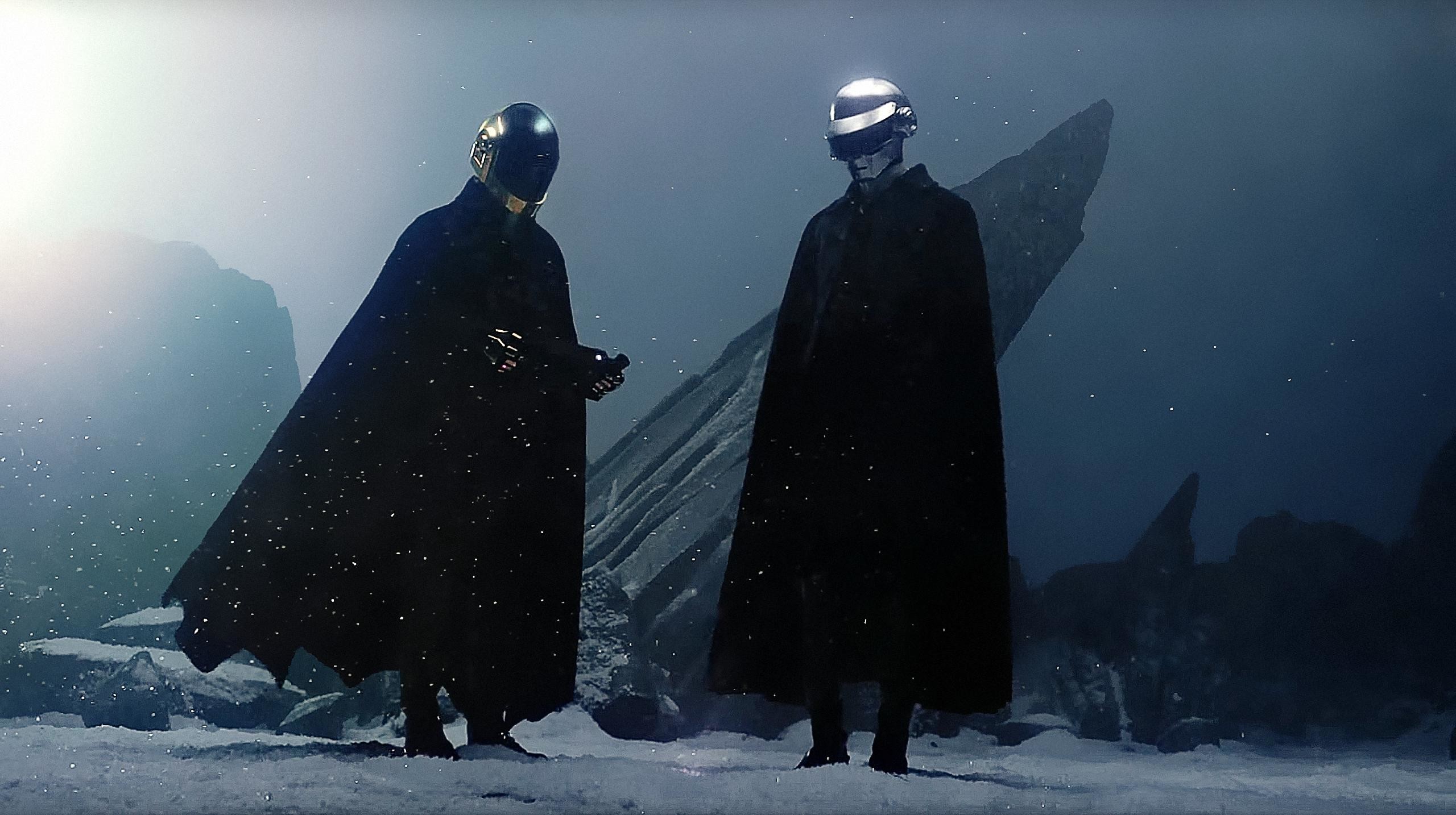 Daft Punk, Mantelli, Neve, Paesaggio notturno, 2K, sfondo desktop