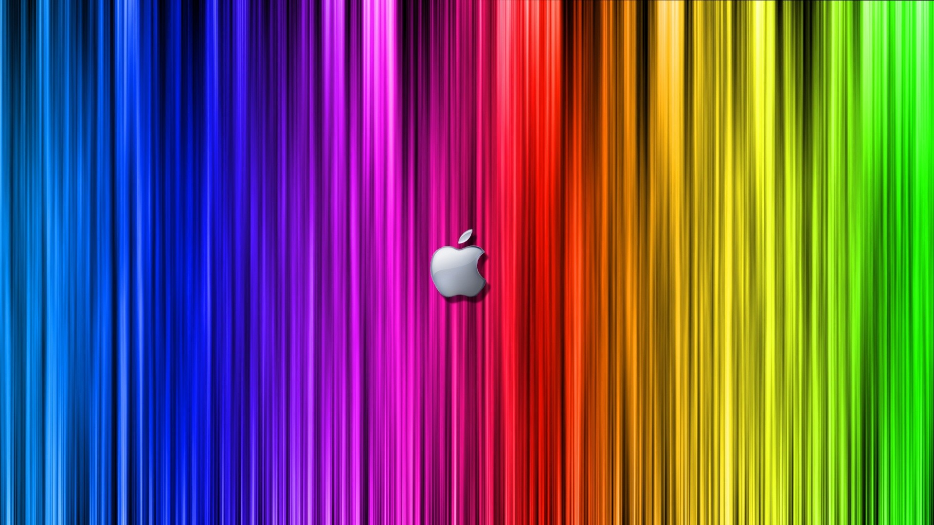 Logo Apple, Arcobaleno, Strisce verticali, Full HD, sfondo per portatile