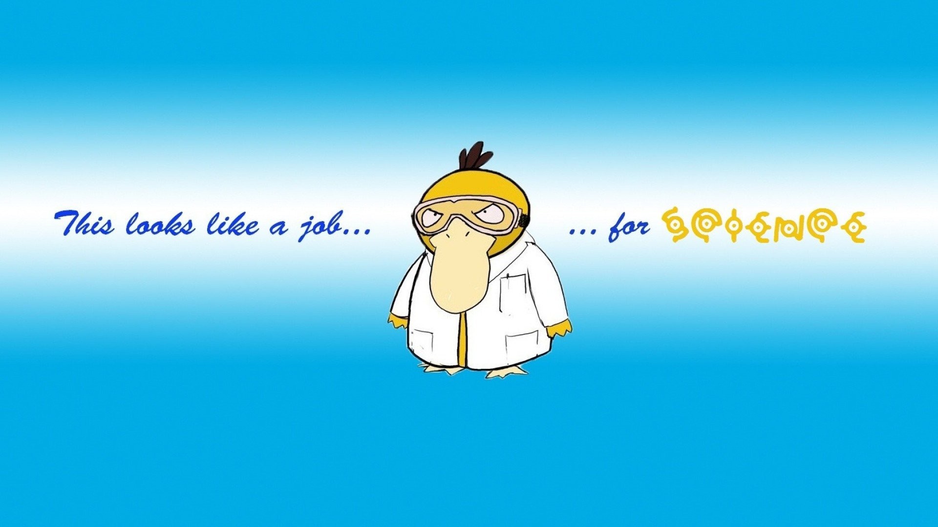 Psyduck, Pokémon, Scienza, Meme, Azzurro, Full HD, sfondo per portatile