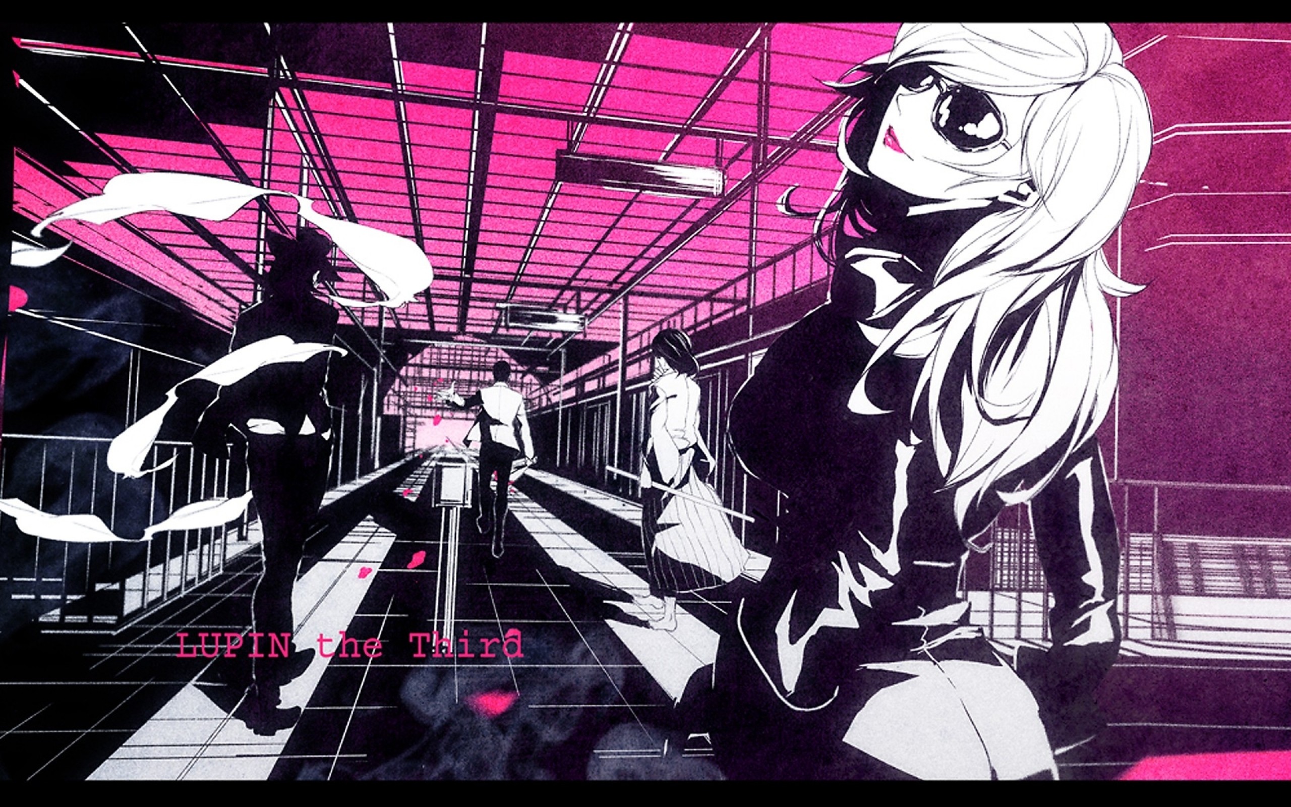 Lupin III, Fujiko Mine, Rosa, Bianco e nero, 2560x1600, sfondo per PC