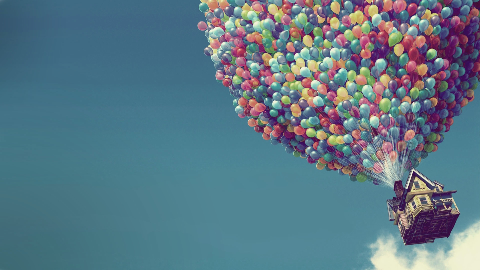 Up, Pixar, Casa con palloncini, Palloncini colorati, Full HD, sfondo per portatile