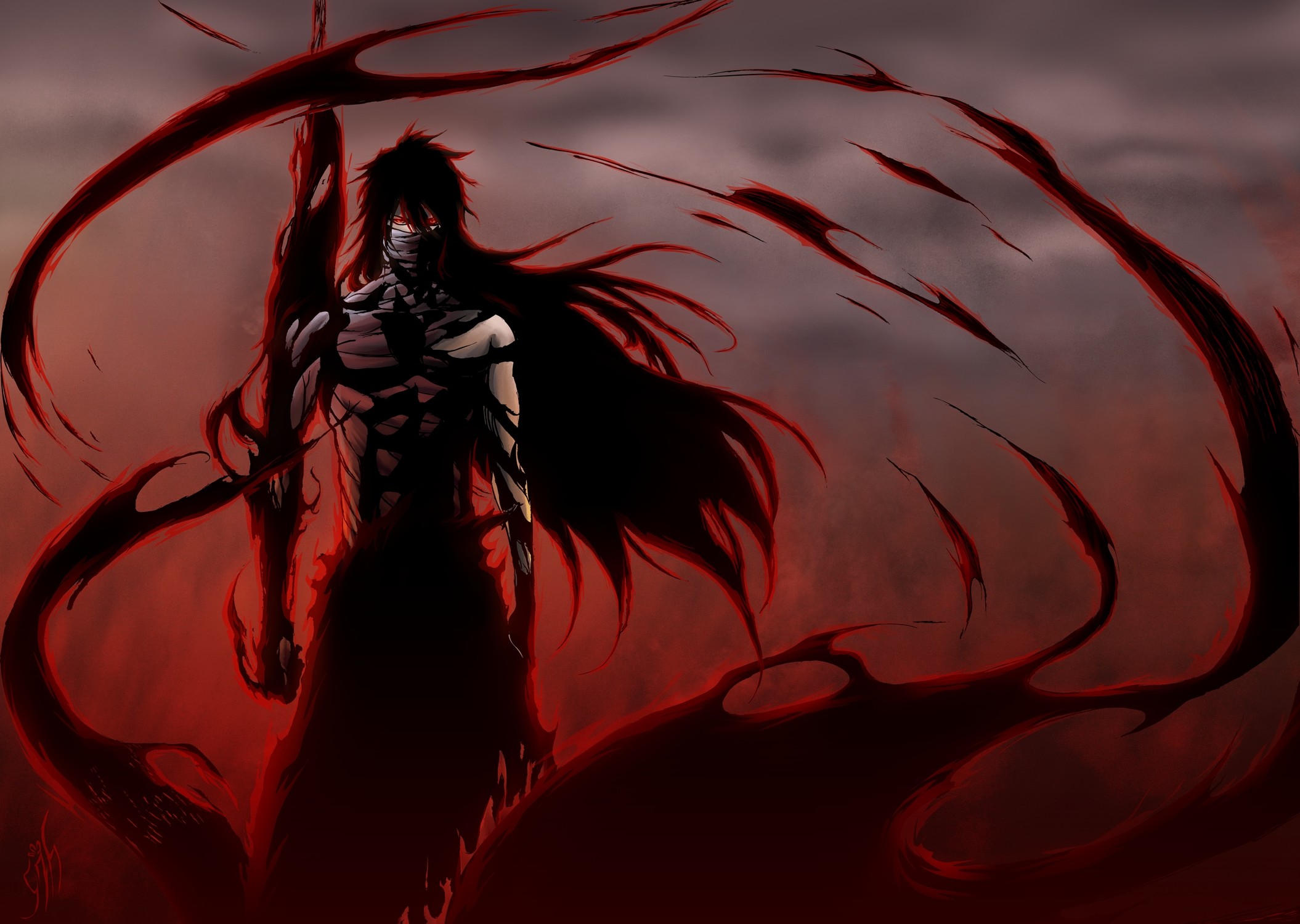 Ichigo Kurosaki, Mugetsu, Bleach, Rosso scuro, Full HD, sfondo per portatile