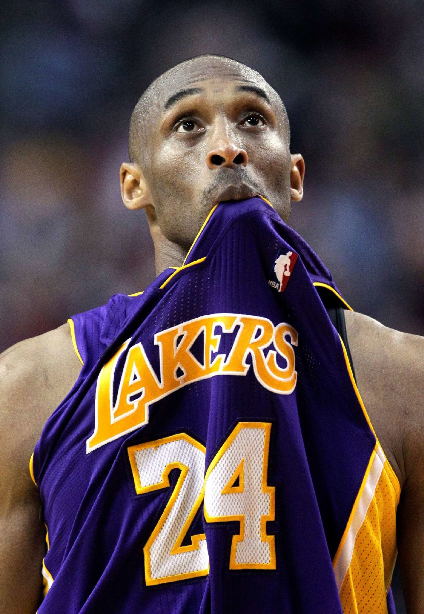 Kobe Bryant, Los Angeles Lakers, Maglia viola, Primo piano, sfondo per iPad e tablet