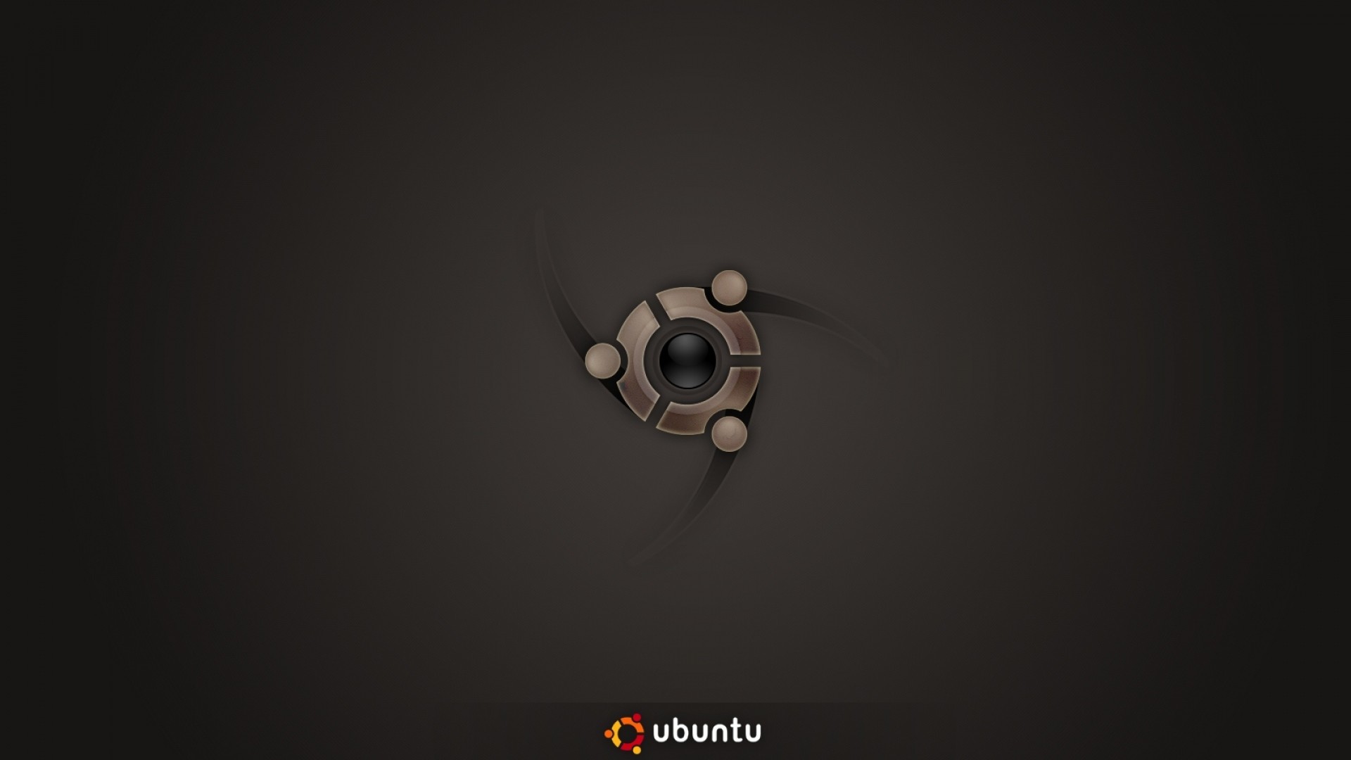 Ubuntu, Logo, Marrone, Rendering 3D, sfondo Linux