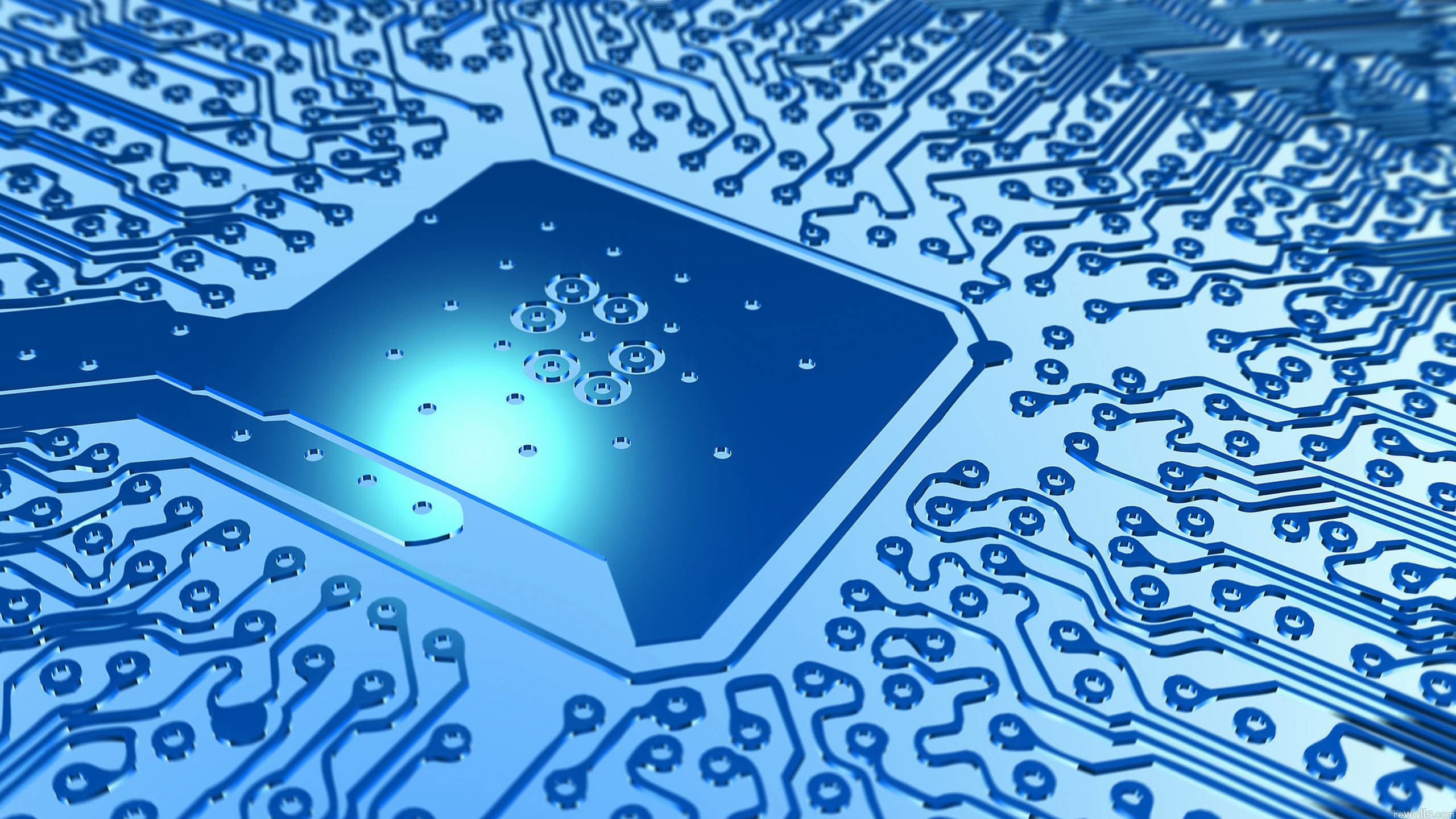 Circuito stampato, Microchip, Azzurro, 2560x1440, sfondo per PC