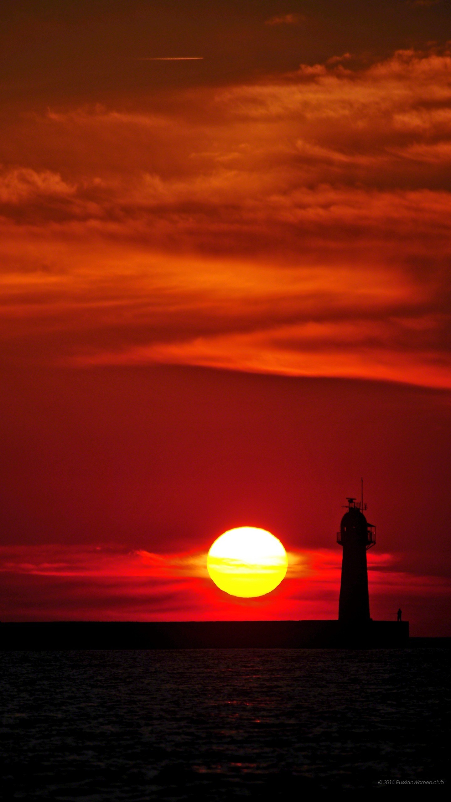 Faro, Tramonto, Mare, Cielo arancione, sfondo per Samsung S25