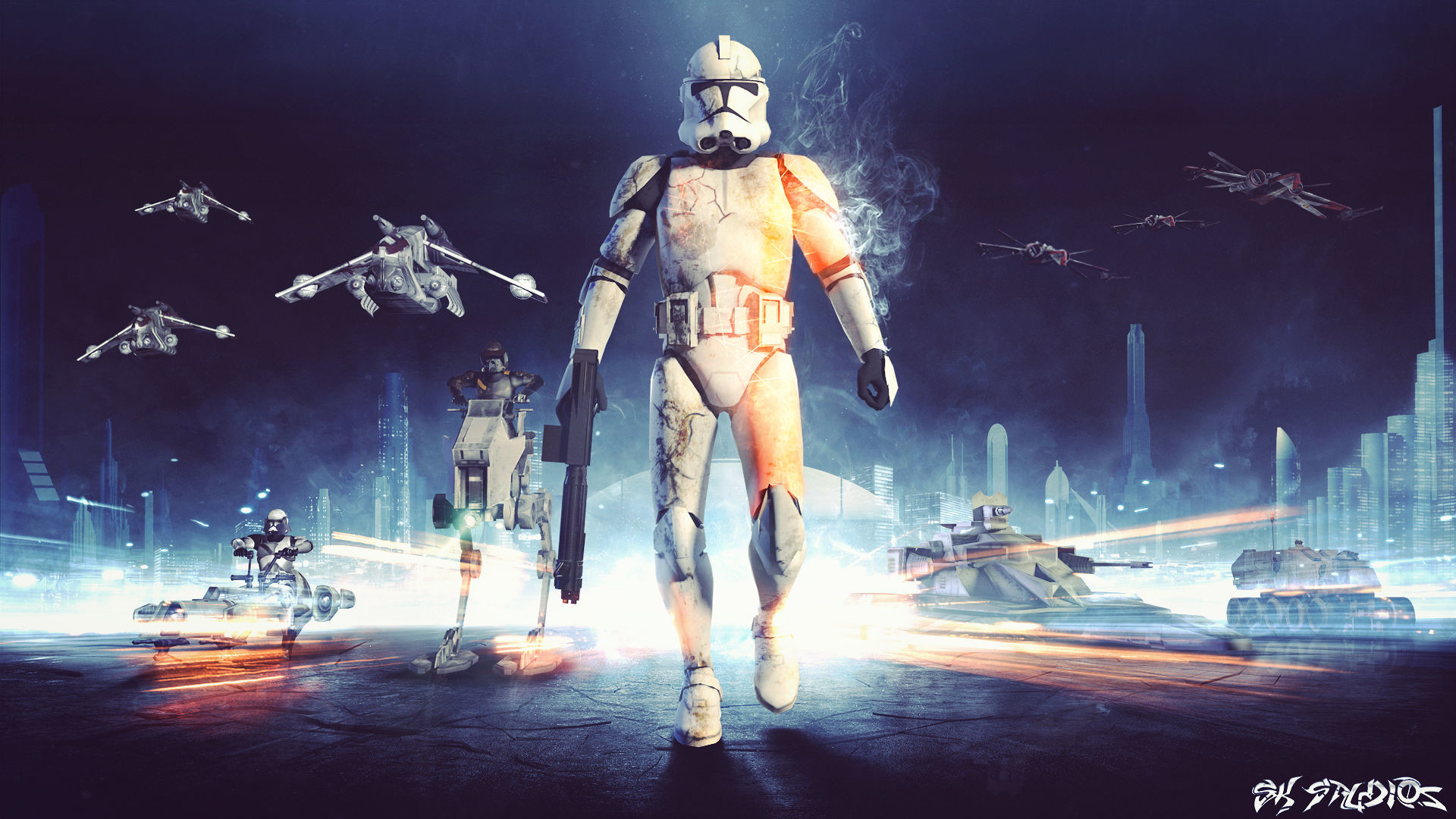 Clone trooper, Star Wars Battlefront, Star Wars, Battaglia, Città, sfondo Windows 11