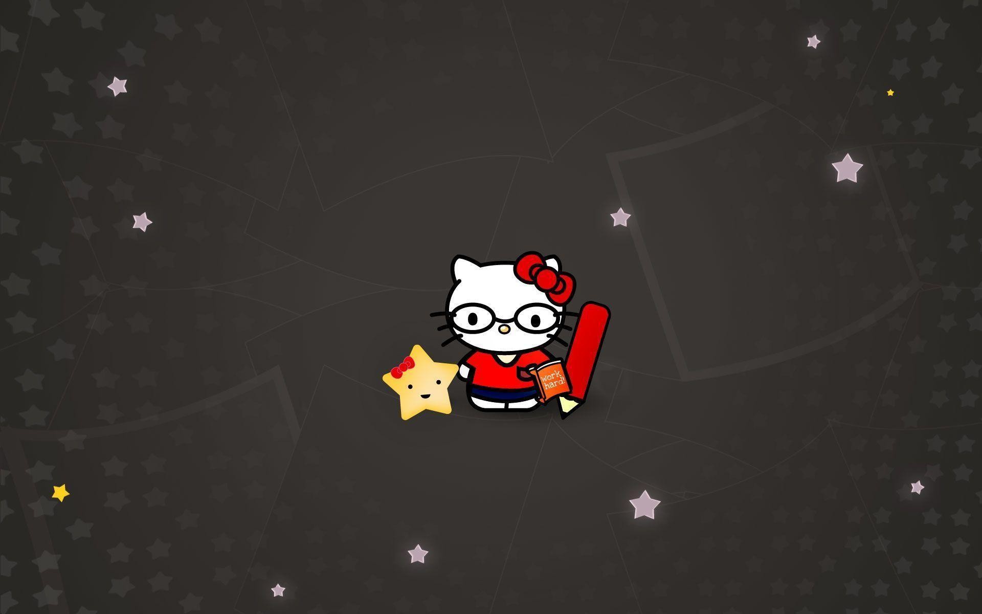 Hello Kitty, Occhiali da nerd, Stelle, 1920x1200, immagine di sfondo