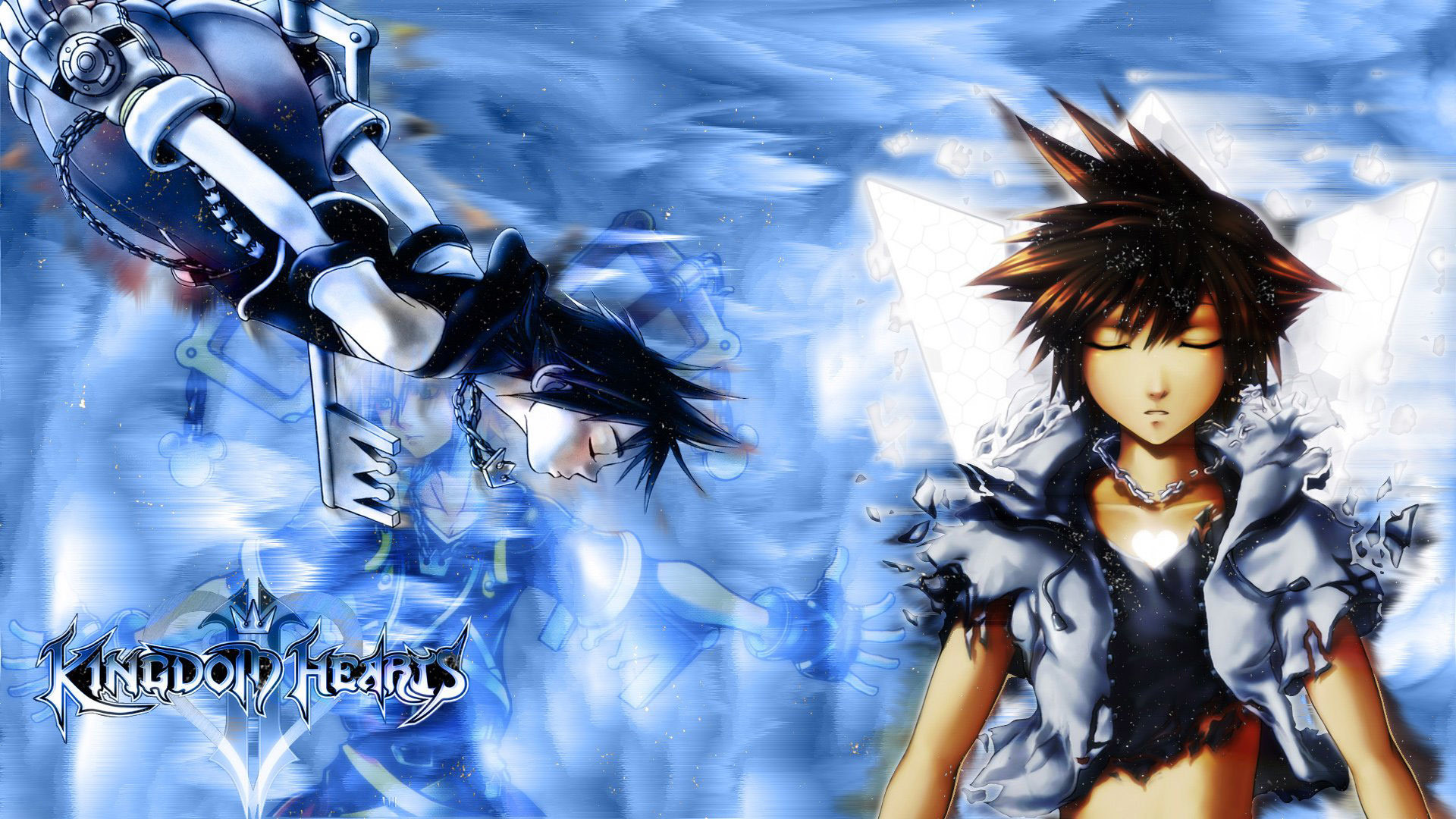 Sora, Kingdom Hearts, Blu, Arte digitale, Fan art, 1920x1080, immagine di sfondo