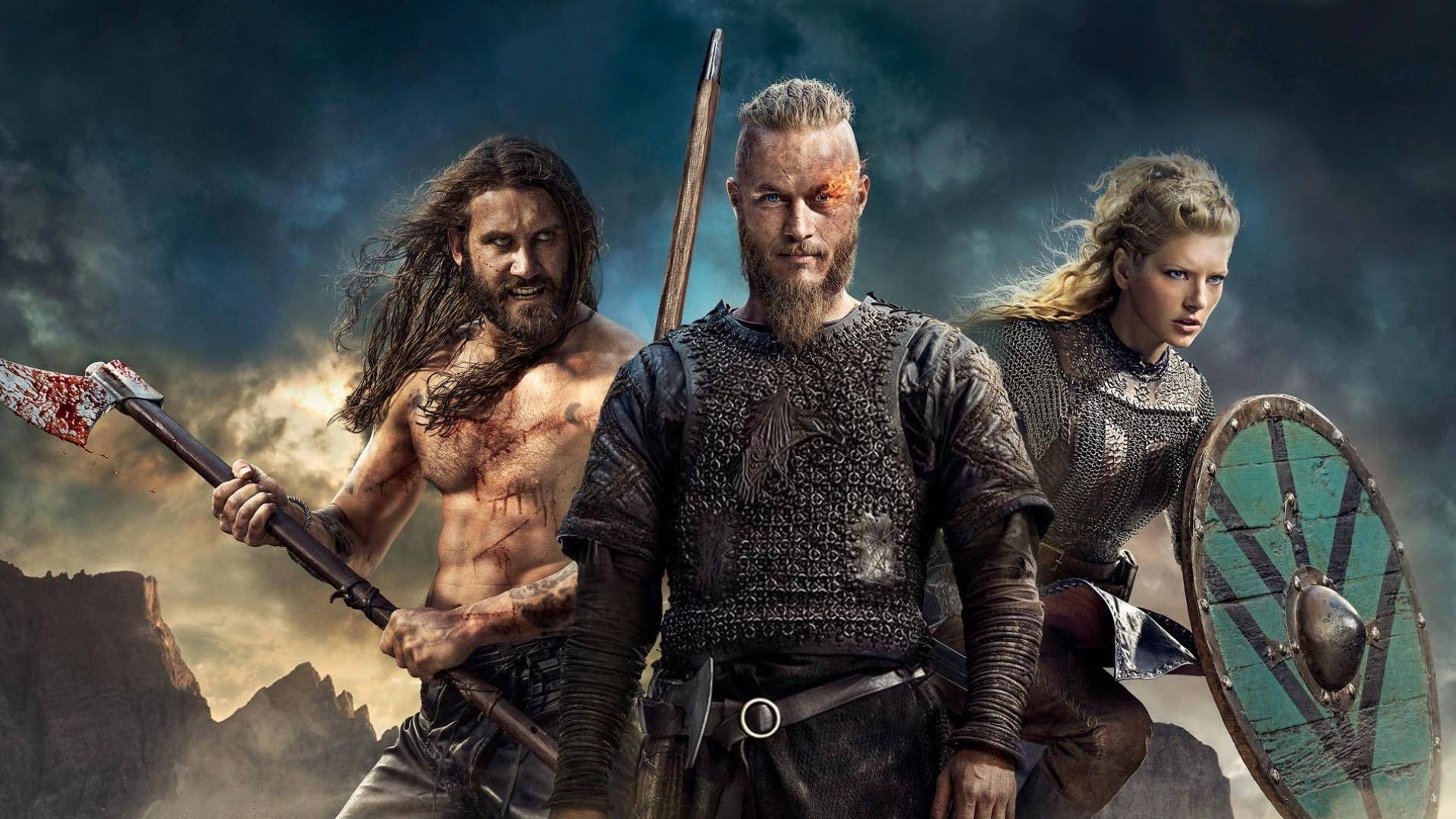 Ragnar Lothbrok, Rollo, Lagertha, Vikings, Scudo, Full HD, sfondo Windows 11