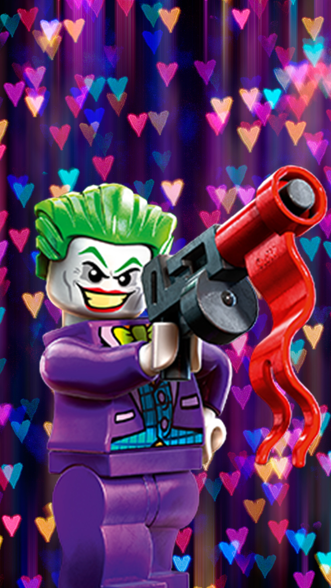 Joker, LEGO Batman - Il film, Minifigure, Cuori, 1080x1920, schermata di blocco iPhone