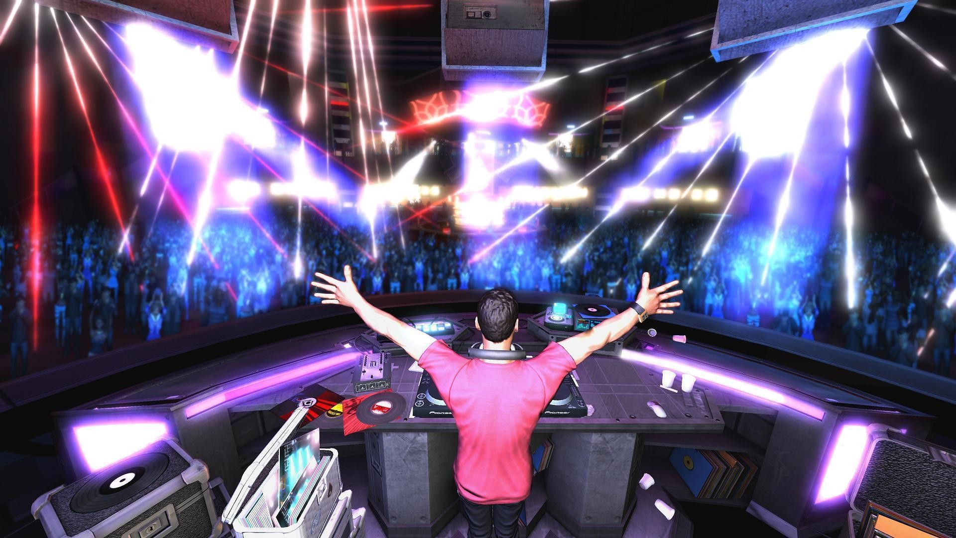 DJ, Console DJ, Braccia aperte, Luci laser, Concerto, Full HD, sfondo desktop