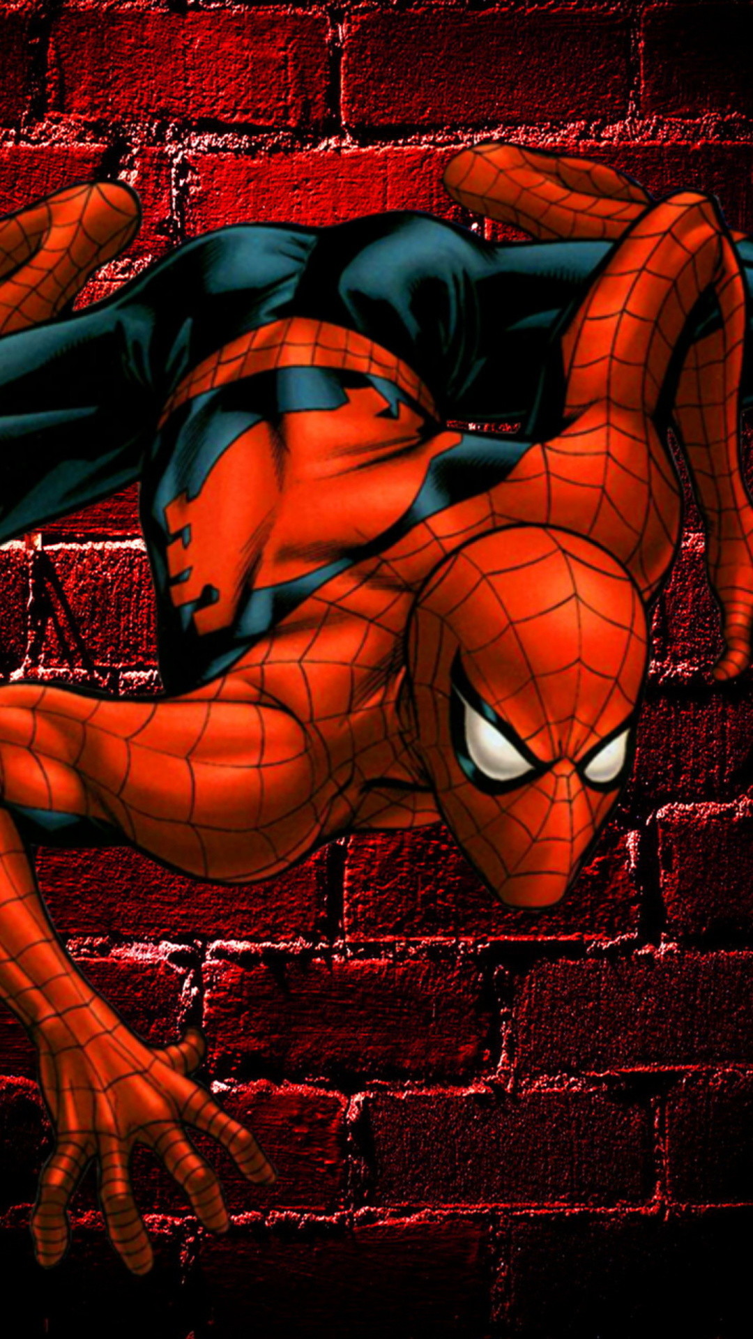 Spider-Man, Muro di mattoni, Fumetto, Full HD, sfondo per smartphone
