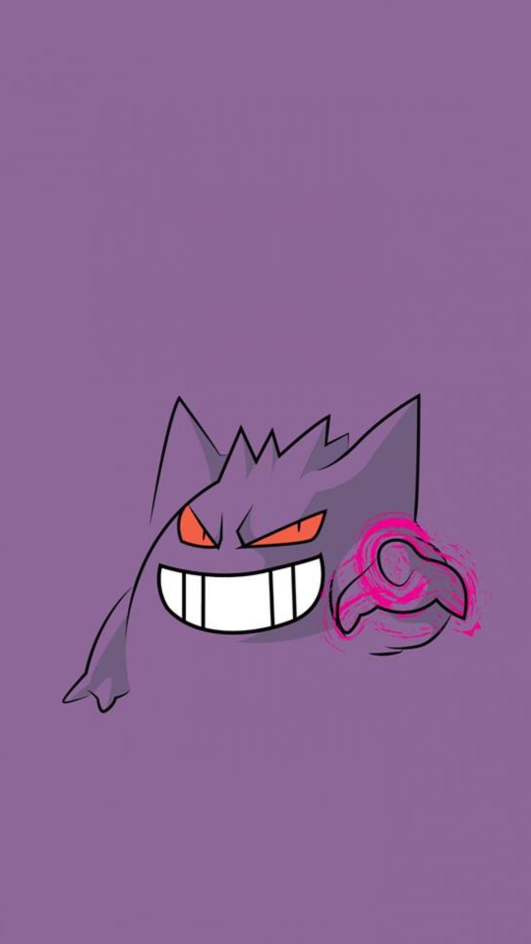 Gengar, Pokémon, Doodle, Sfondo viola, 1080x1920, schermata di blocco iPhone