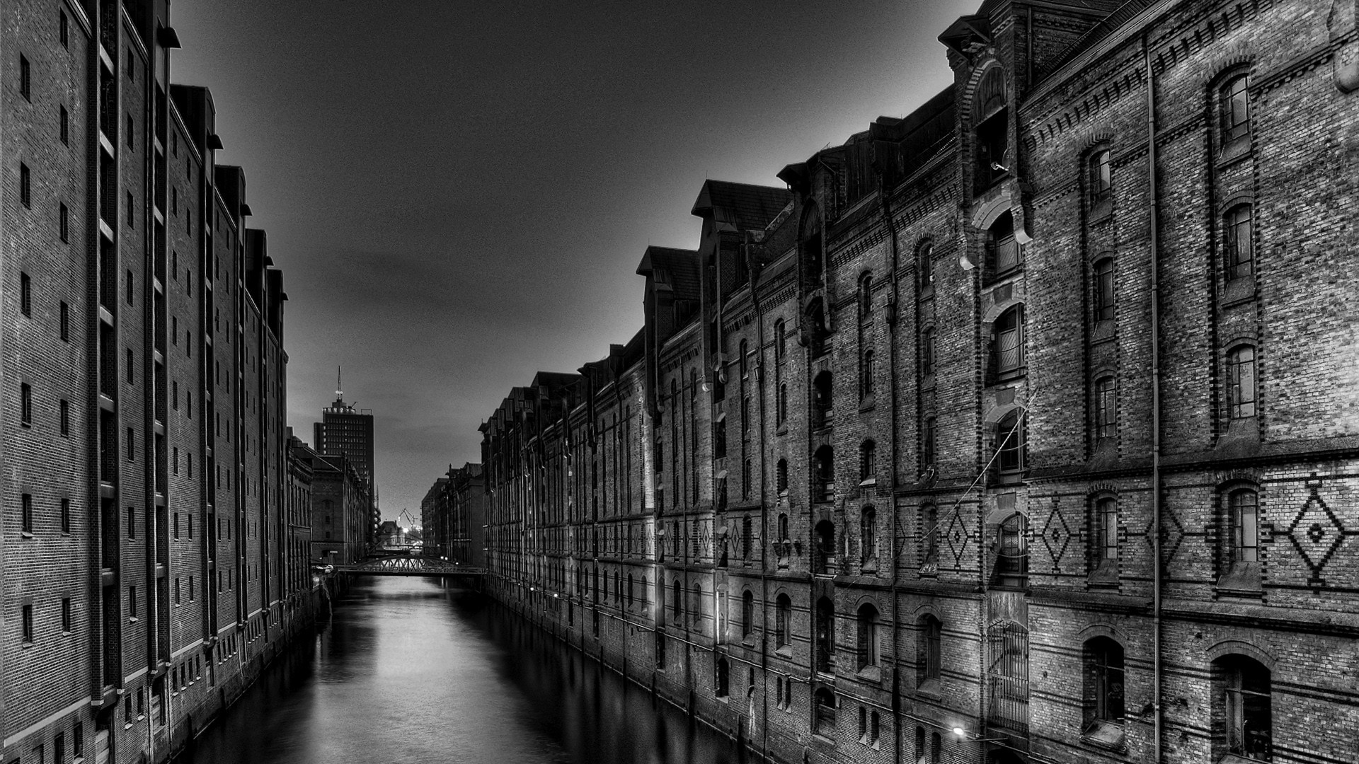 Speicherstadt, Amburgo, Canale, Magazzini, Full HD, sfondo desktop