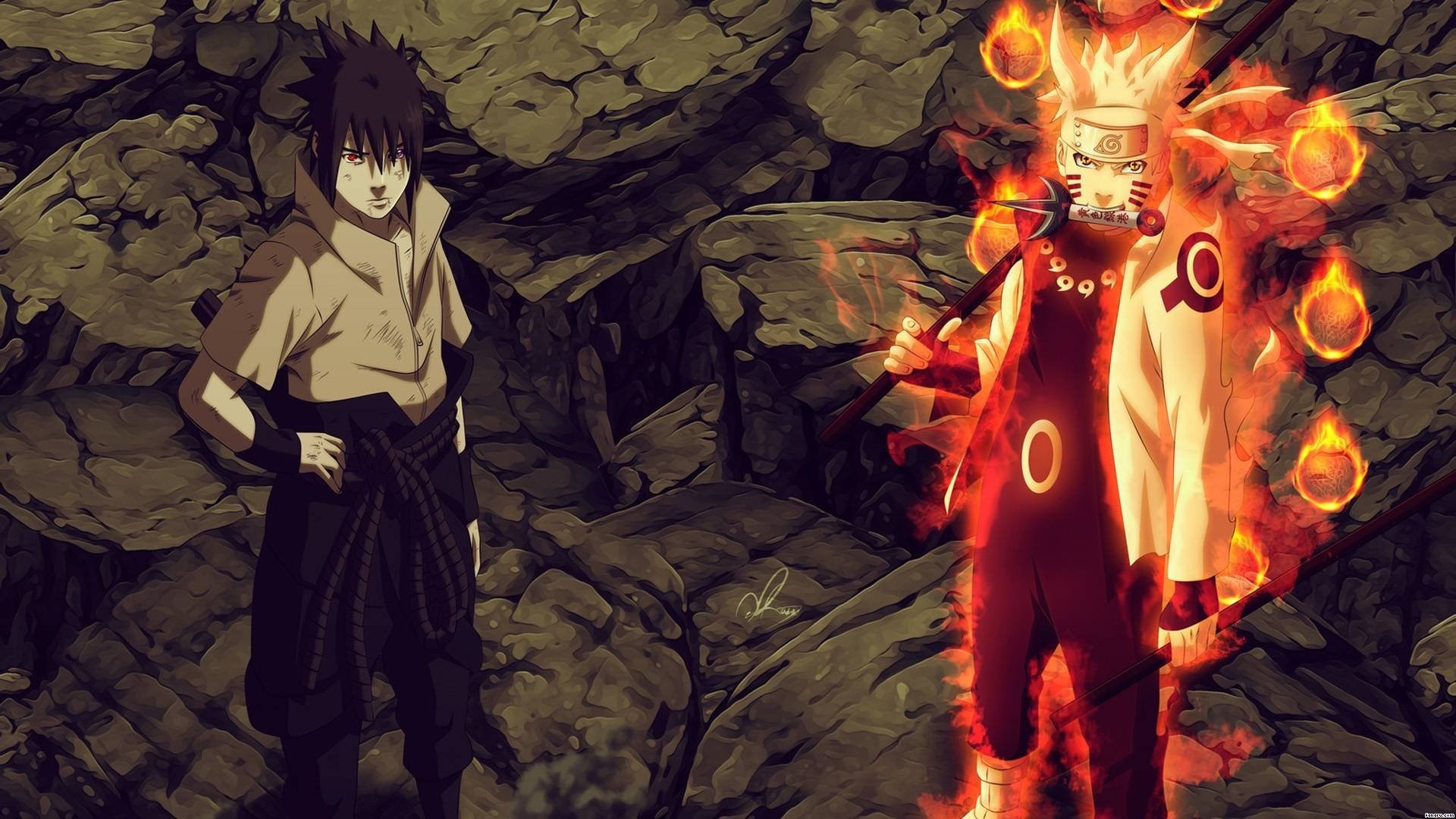 Sasuke Uchiha, Naruto Uzumaki, Modalità Saggio delle Sei Vie, Naruto Shippuden, sfondo 1080p