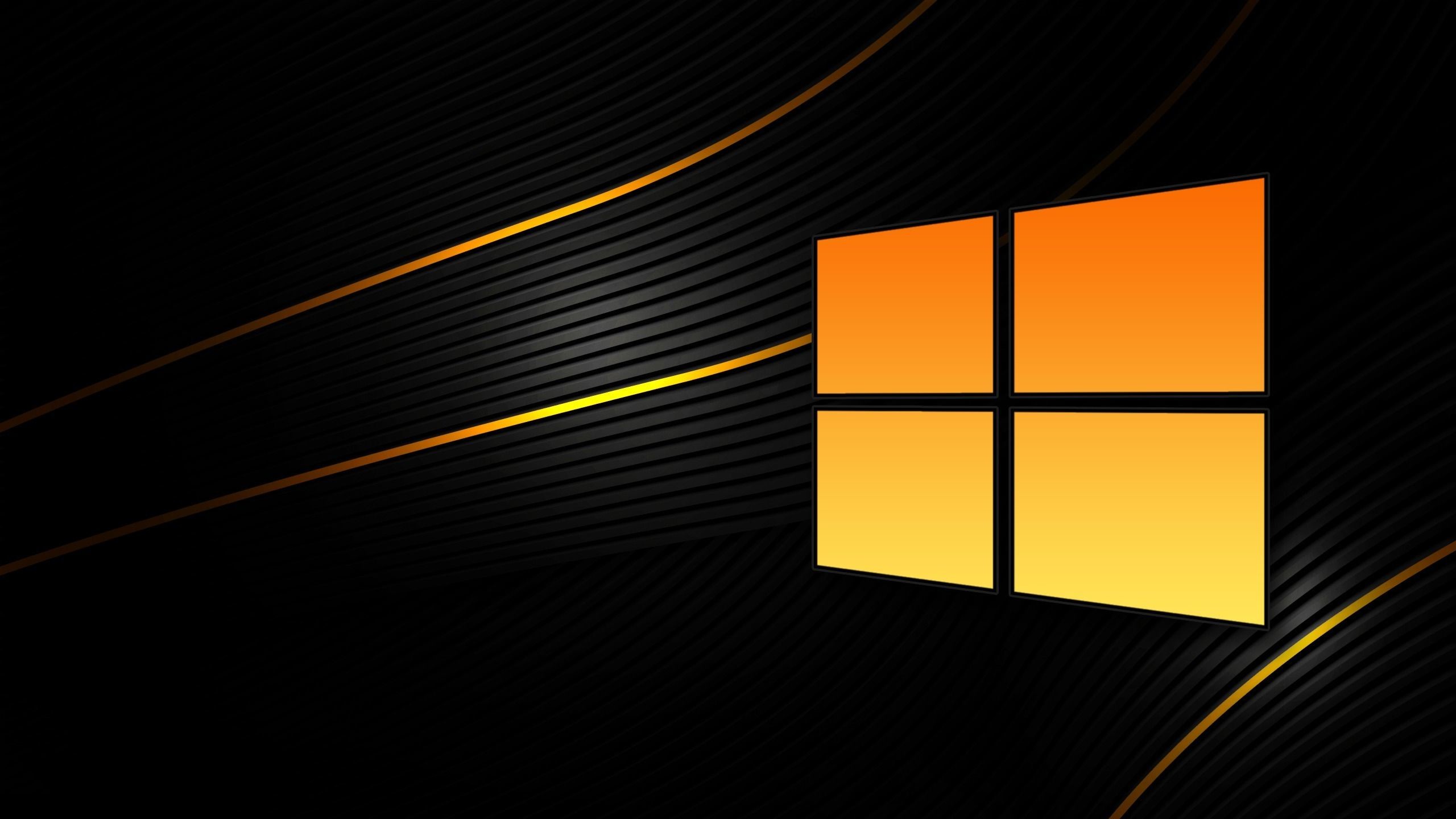 Logo Windows, Windows 10, Nero e arancione, 16:9 2K, sfondo widescreen