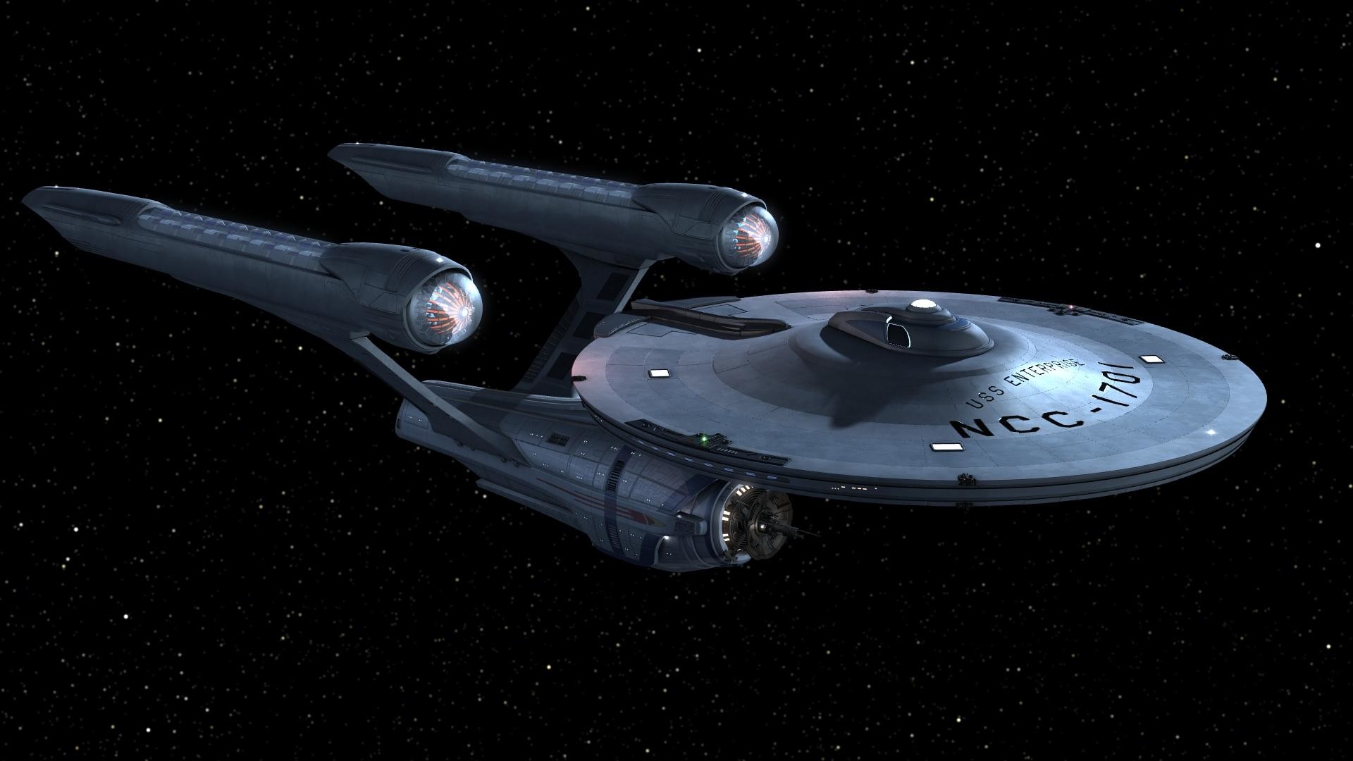 USS Enterprise (NCC-1701), Star Trek (2009), Astronave, Spazio, Stelle, sfondo 16:9 Full HD