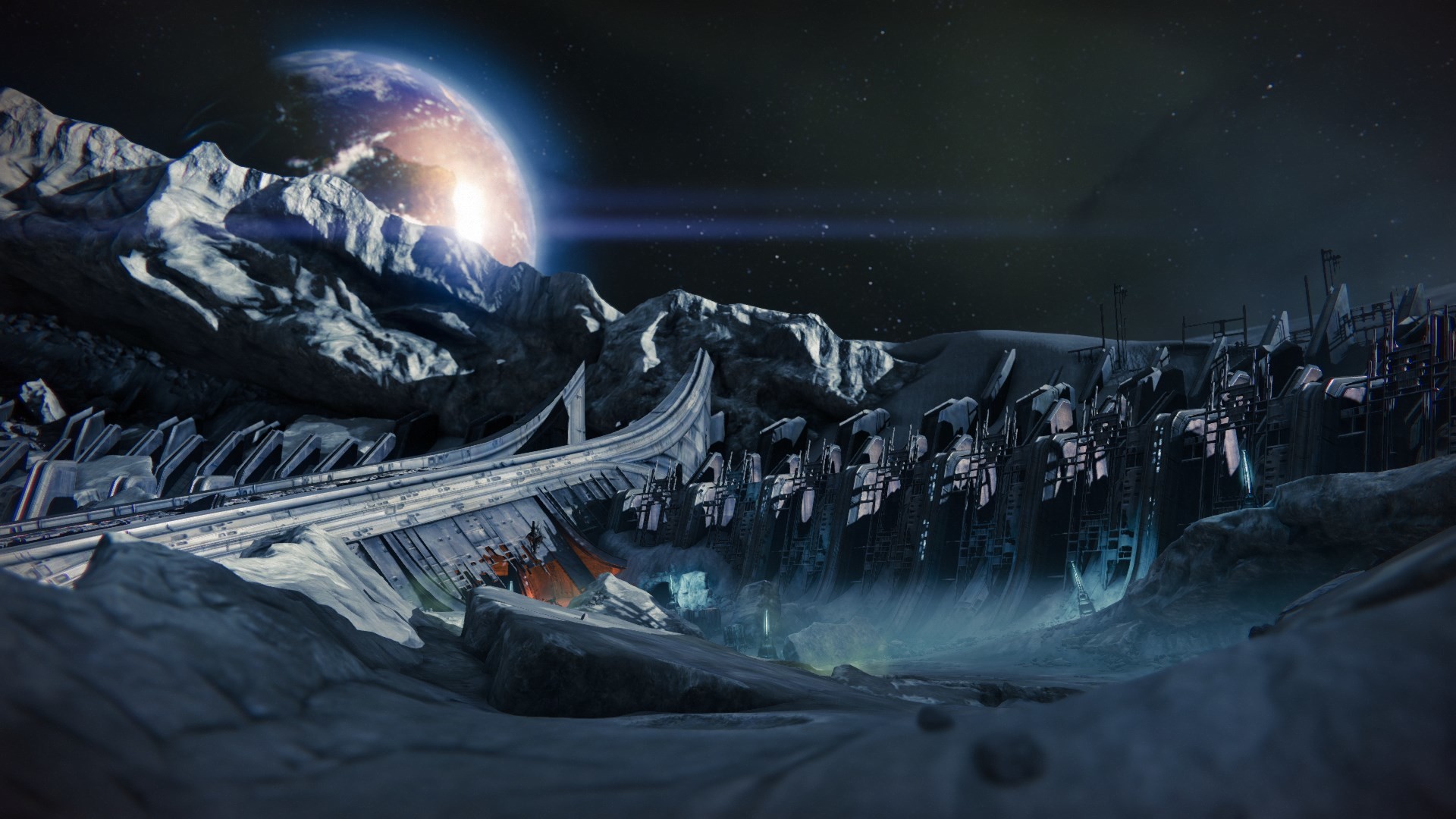 Destiny, Luna, Terra, Paesaggio, Arte concettuale, Full HD, sfondo per PC